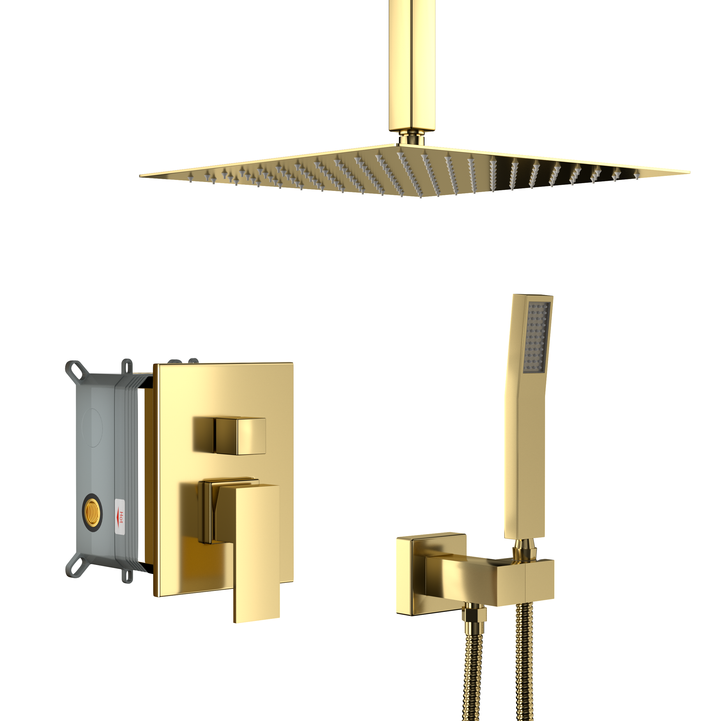 10 Inch Ceiling Mount Square Shower System with Rough-in Valve