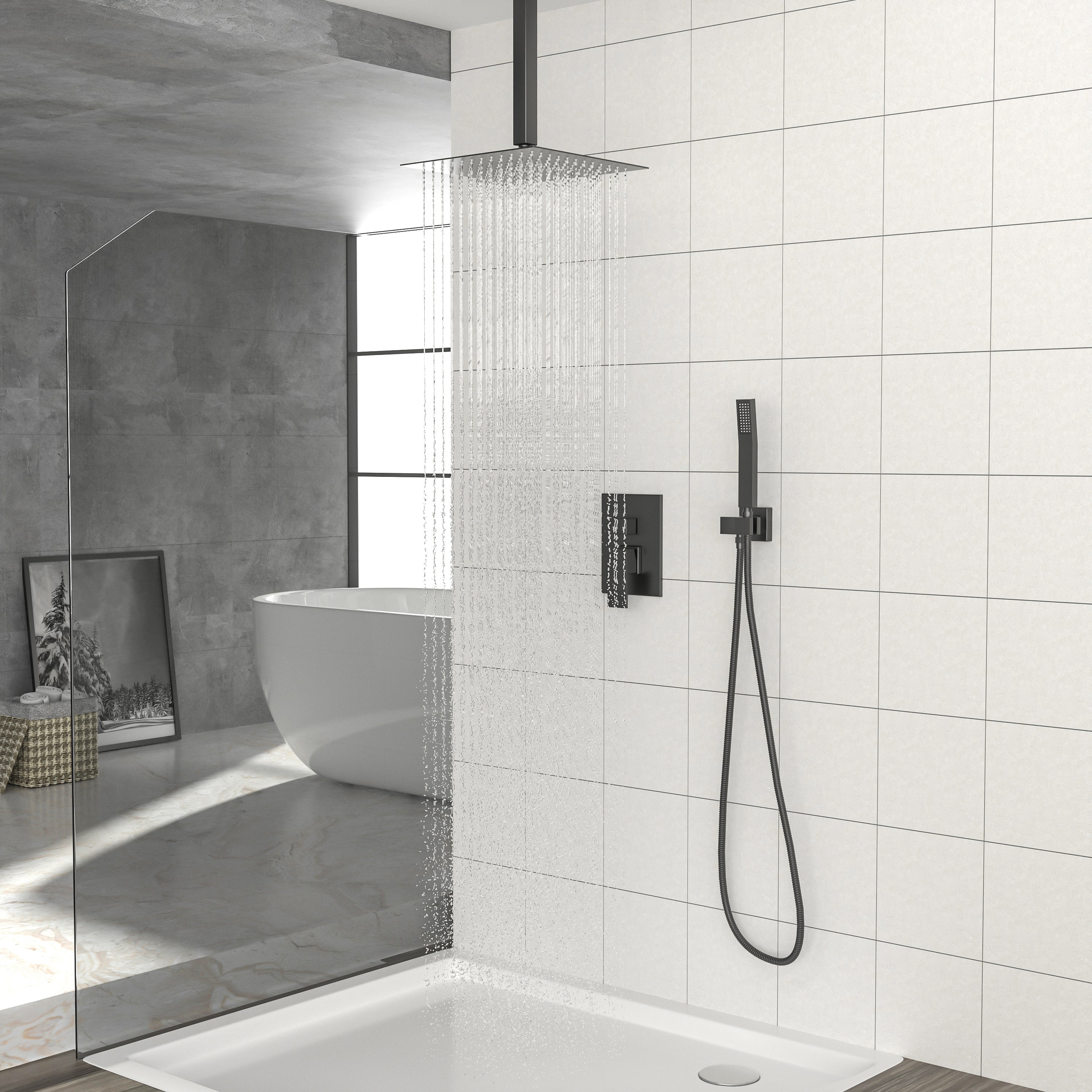 10 Inch Ceiling Mount Square Shower System with Rough-in Valve