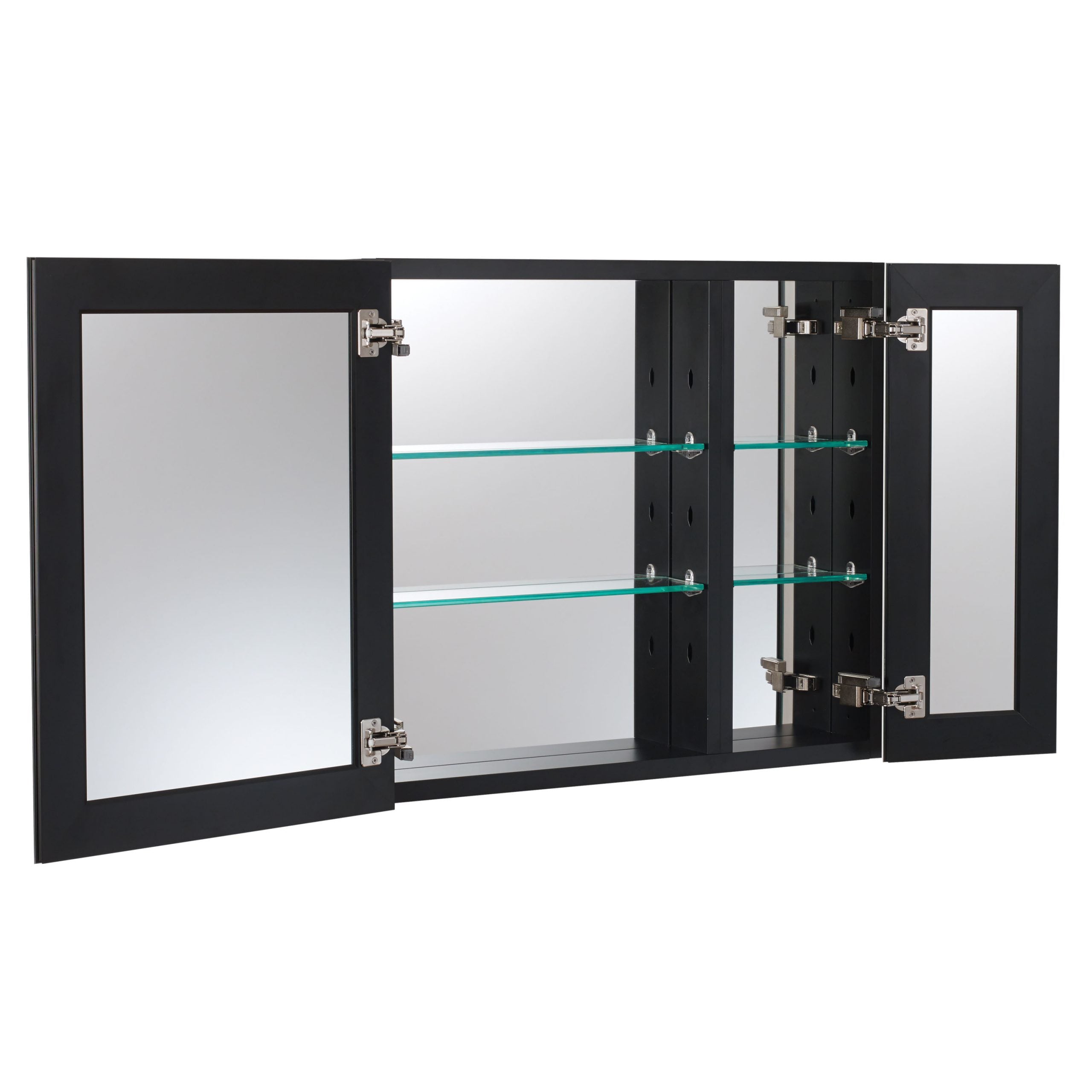Surface Mount/Recessed Rectangular Aluminum Framed Medicine Cabinet with Mirror and Shelves