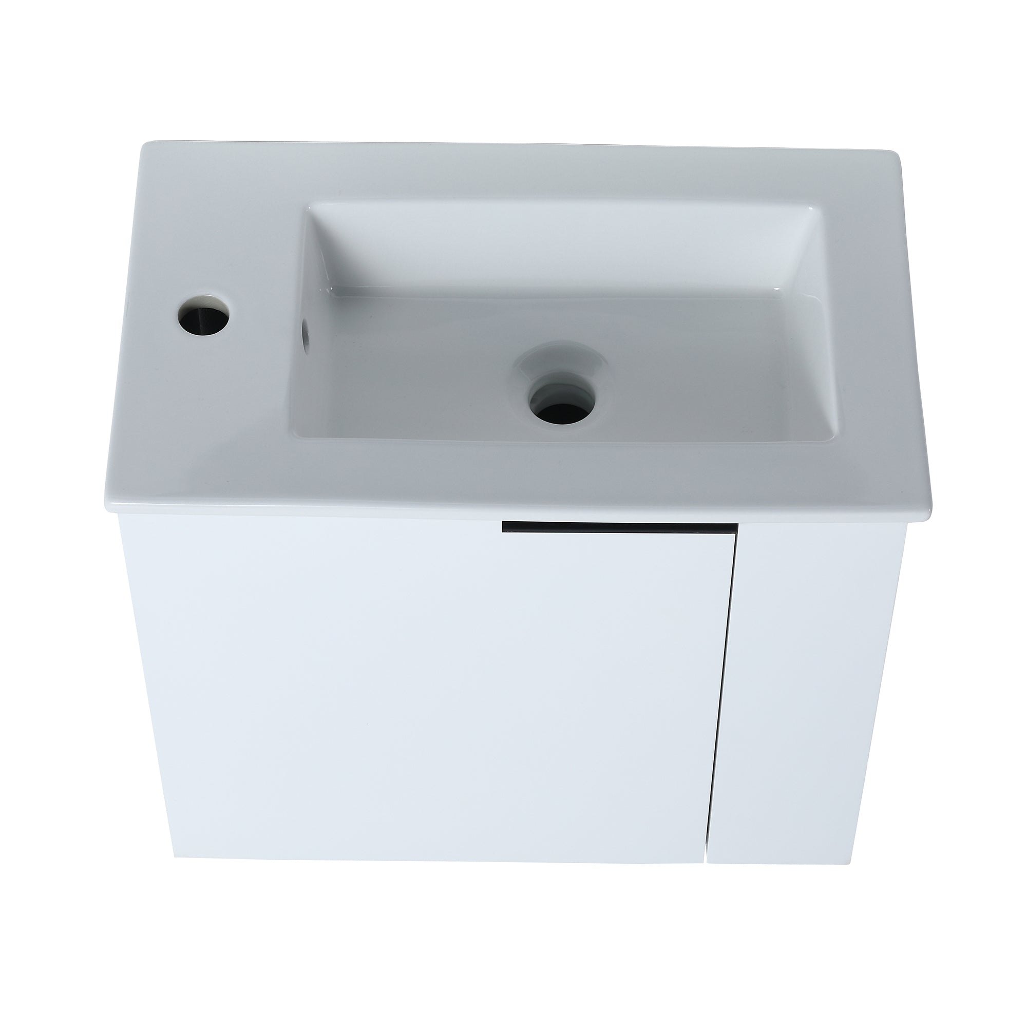 22 inch Plywood Wall Mounted Bathroom Vanity Set with Doors and Integrated Ceramic Sink