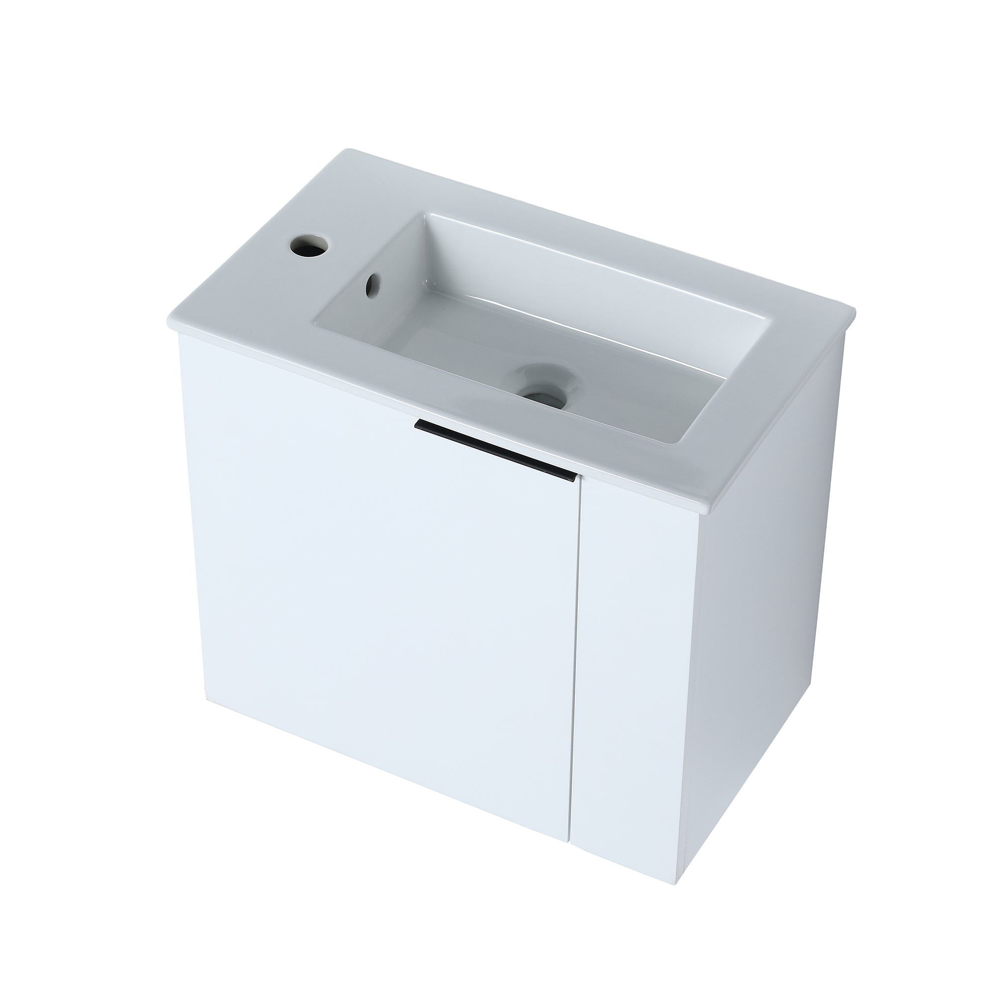 22 inch Plywood Wall Mounted Bathroom Vanity Set with Doors and Integrated Ceramic Sink