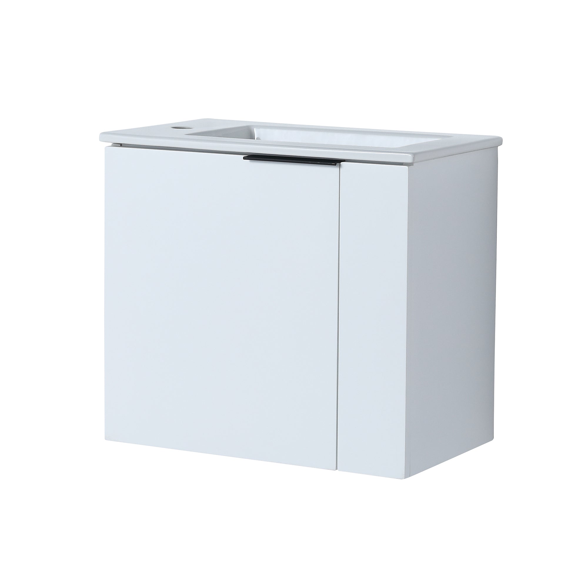 22 inch Plywood Wall Mounted Bathroom Vanity Set with Doors and Integrated Ceramic Sink