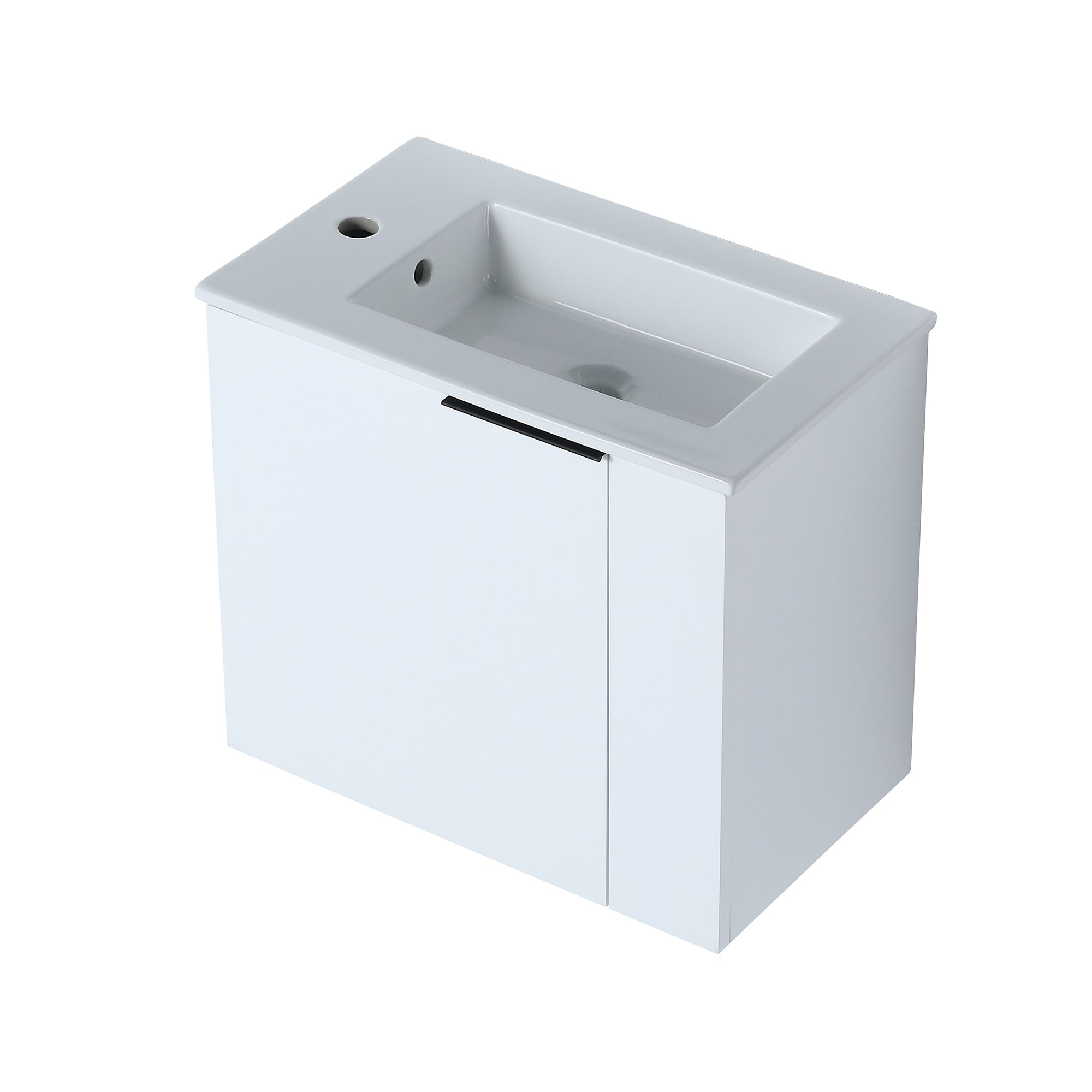 22 inch Plywood Wall Mounted Bathroom Vanity Set with Doors and Integrated Ceramic Sink