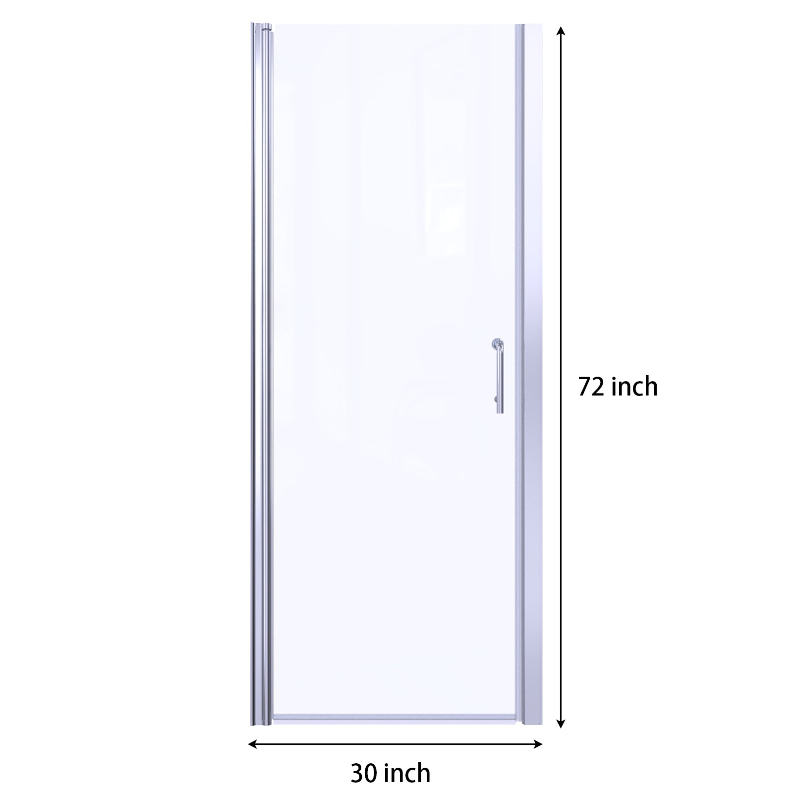 Semi-Frameless Pivot Shower Door in Chrome With Clear Glass