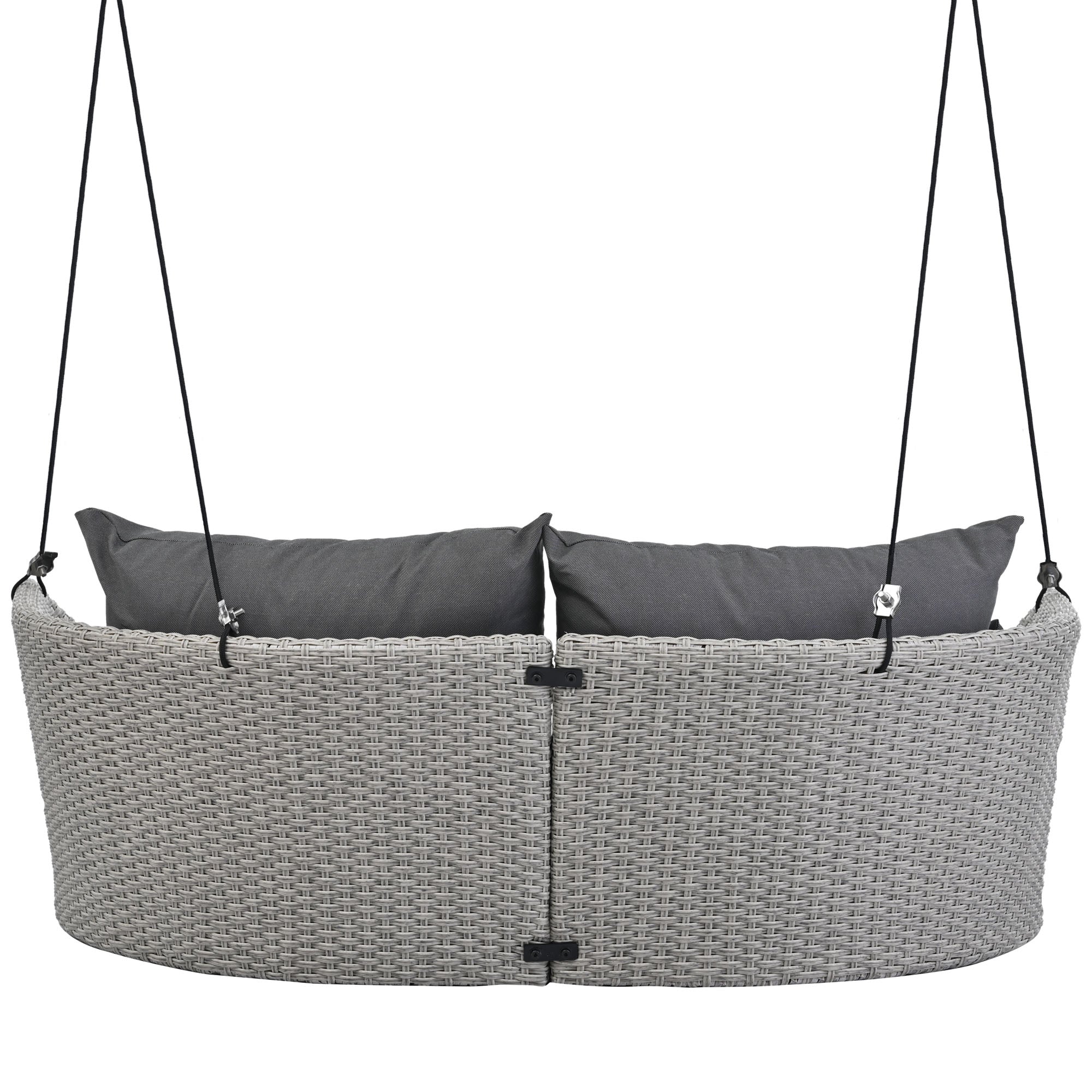 51.9" 2-Person Rattan Woven Swing Chair With Ropes and Cushion BOGOOS02GR