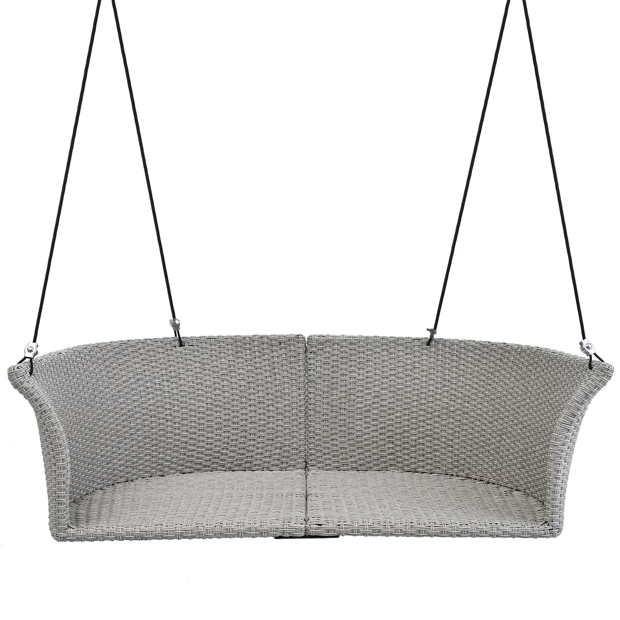 51.9" 2-Person Rattan Woven Swing Chair With Ropes and Cushion BOGOOS02GR
