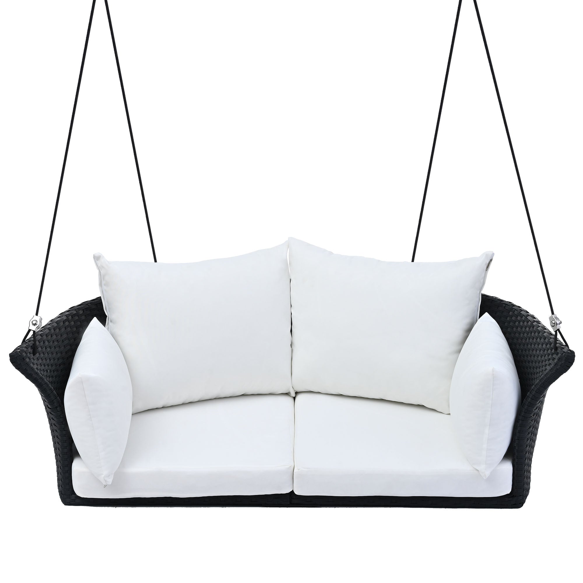 51.9" 2-Person Rattan Woven Swing Chair With Ropes and Cushion BOGOOS02B-W