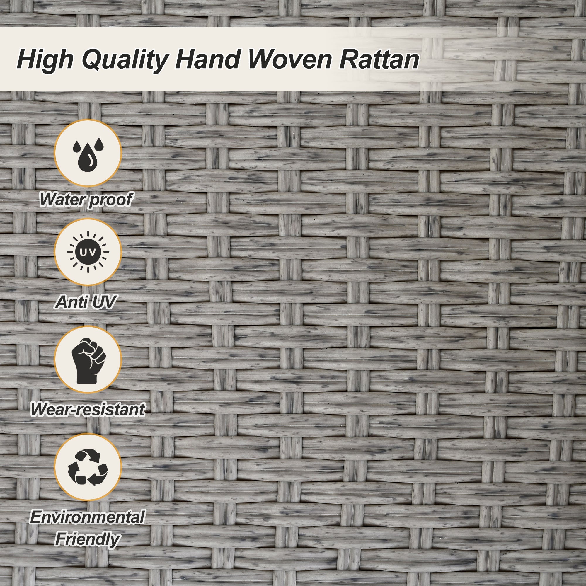 33.8" Single Person Rattan Woven Porch Swing with Ropes and Cushion BOGOOS03GR