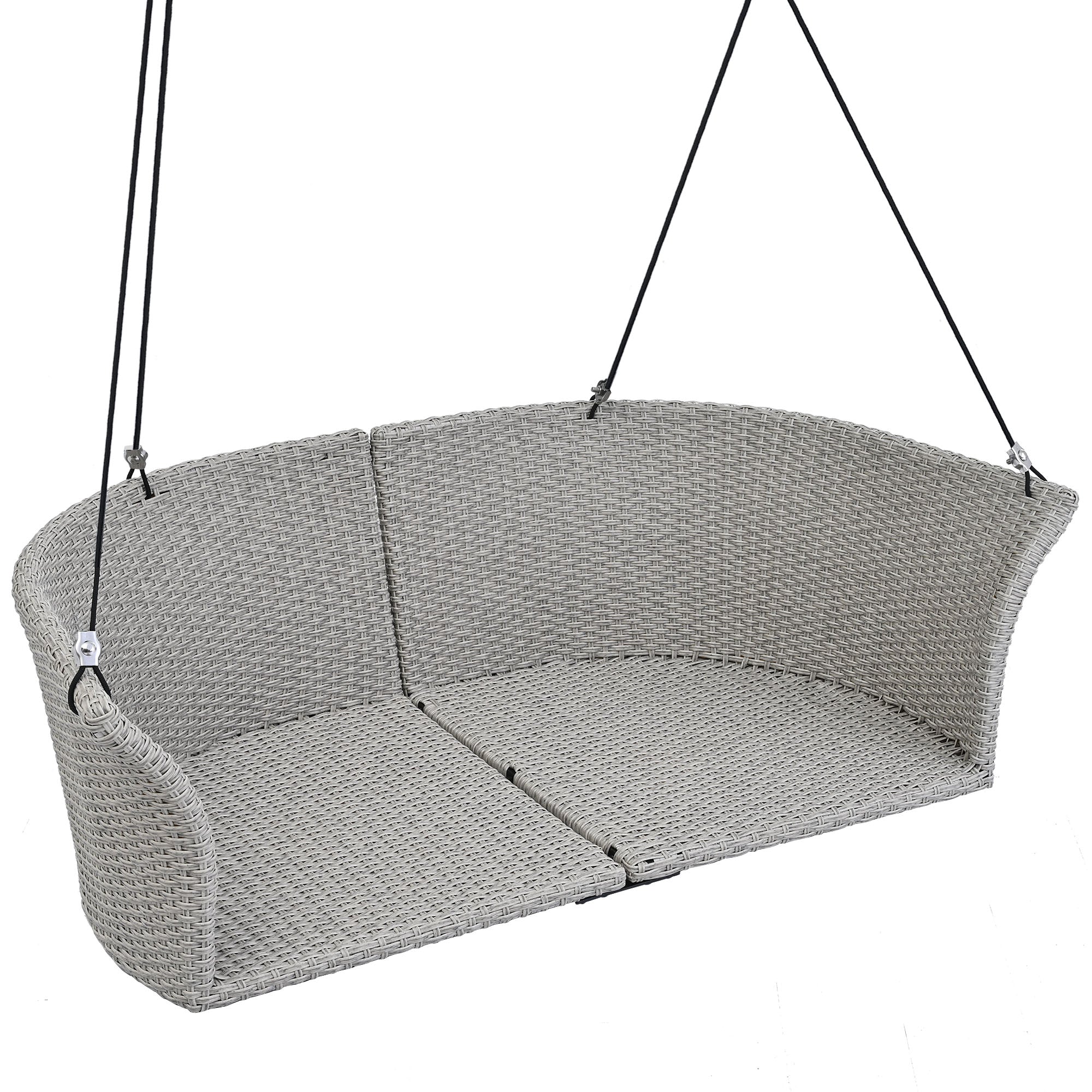 51.9" 2-Person Rattan Woven Swing Chair With Ropes and Cushion BOGOOS02GR