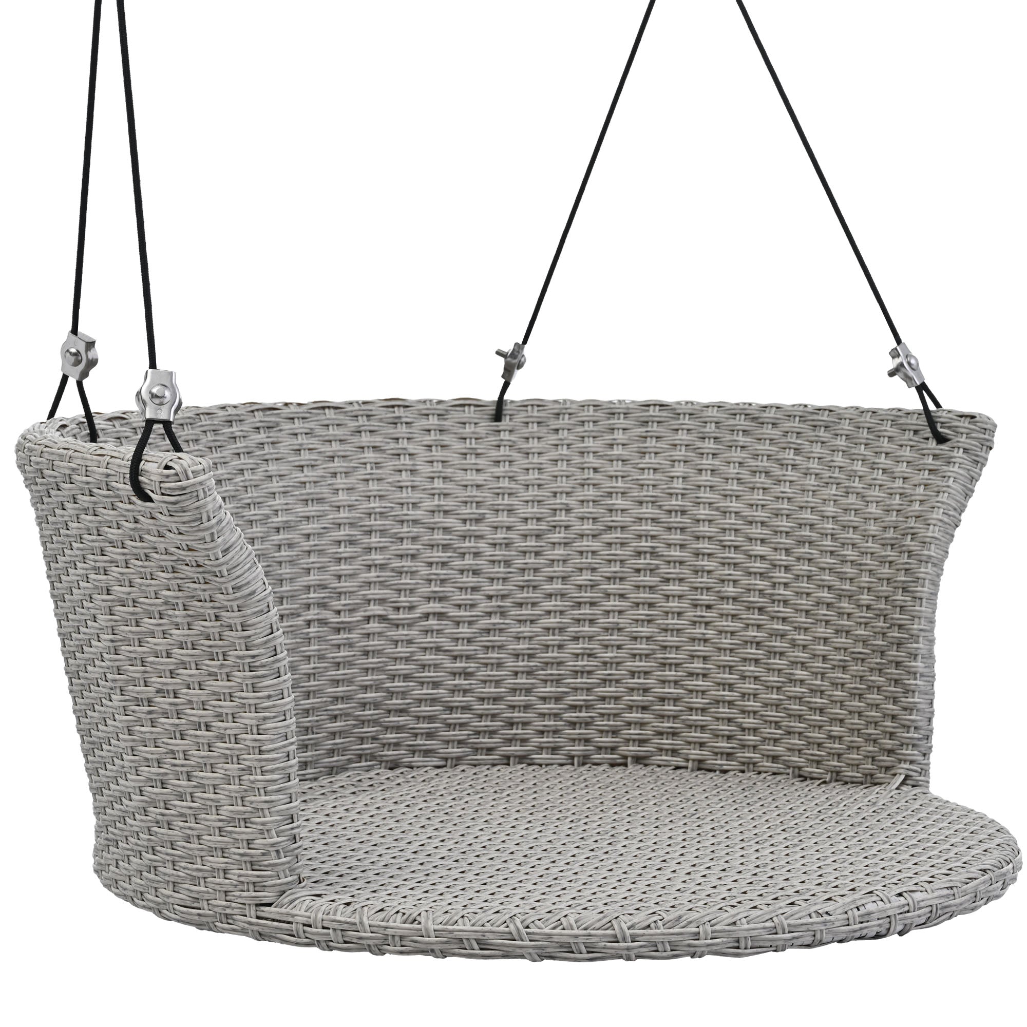 33.8" Single Person Rattan Woven Porch Swing with Ropes and Cushion BOGOOS03GR