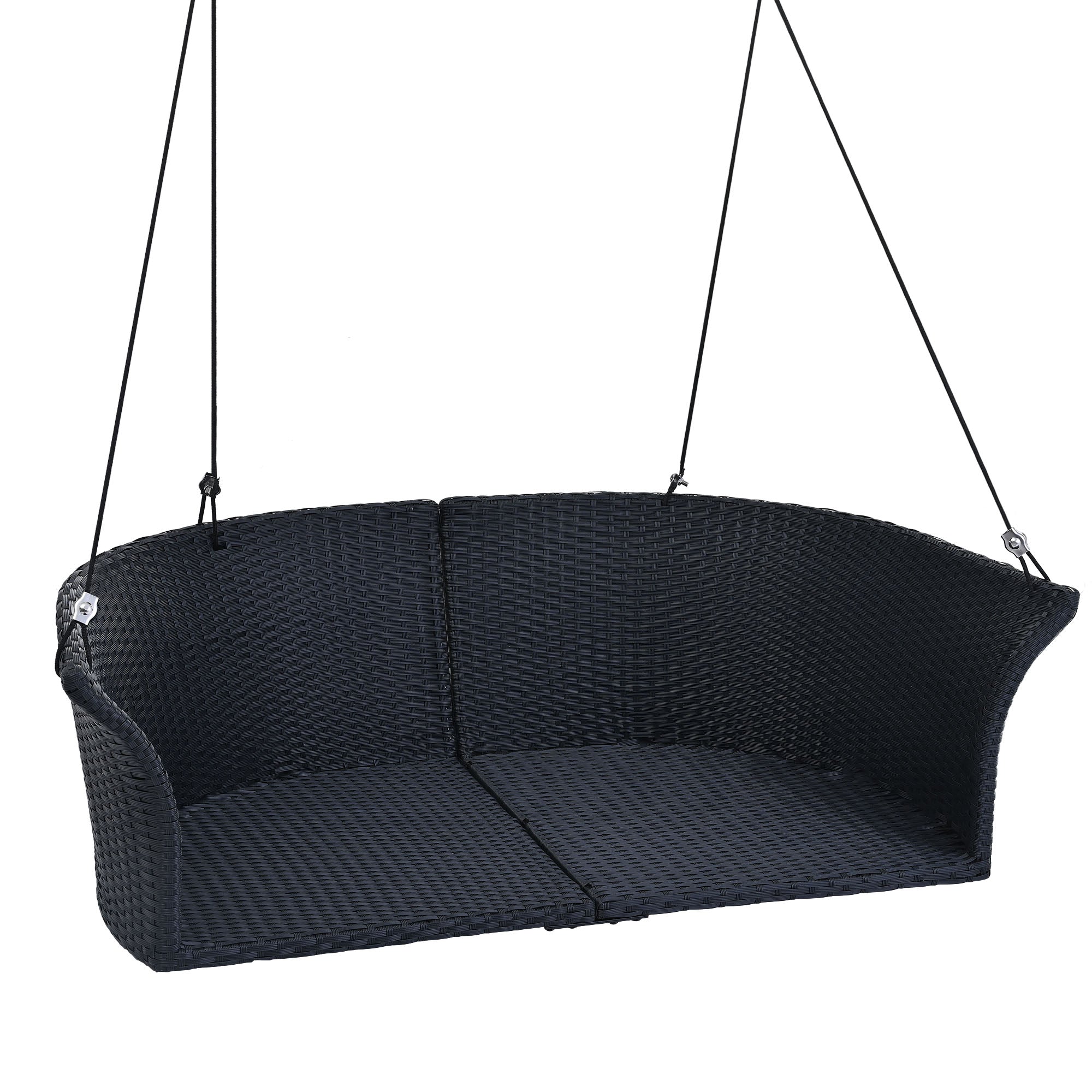 51.9" 2-Person Rattan Woven Swing Chair With Ropes and Cushion BOGOOS02B-W