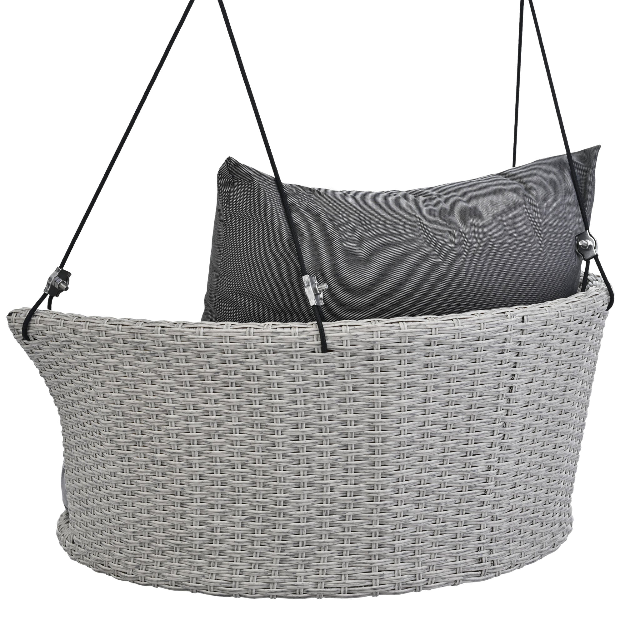 33.8" Single Person Rattan Woven Porch Swing with Ropes and Cushion BOGOOS03GR