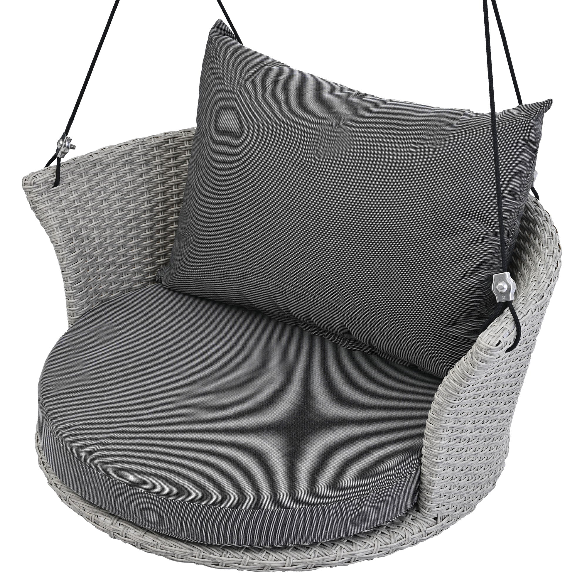 33.8" Single Person Rattan Woven Porch Swing with Ropes and Cushion BOGOOS03GR
