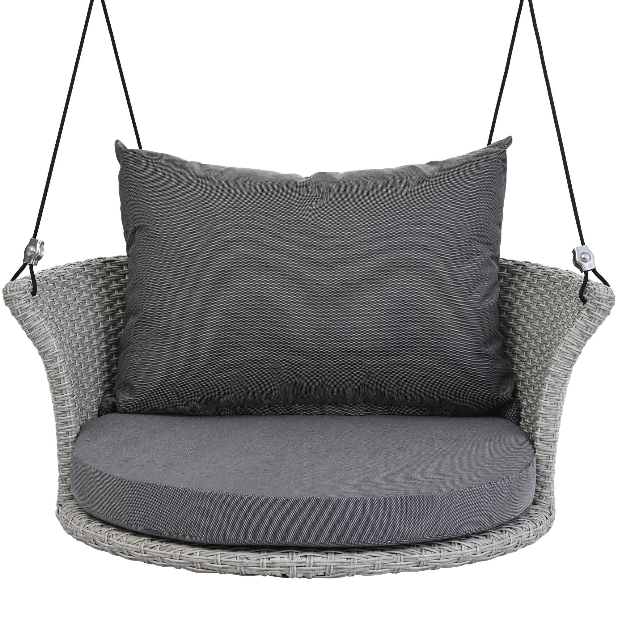 33.8" Single Person Rattan Woven Porch Swing with Ropes and Cushion BOGOOS03GR