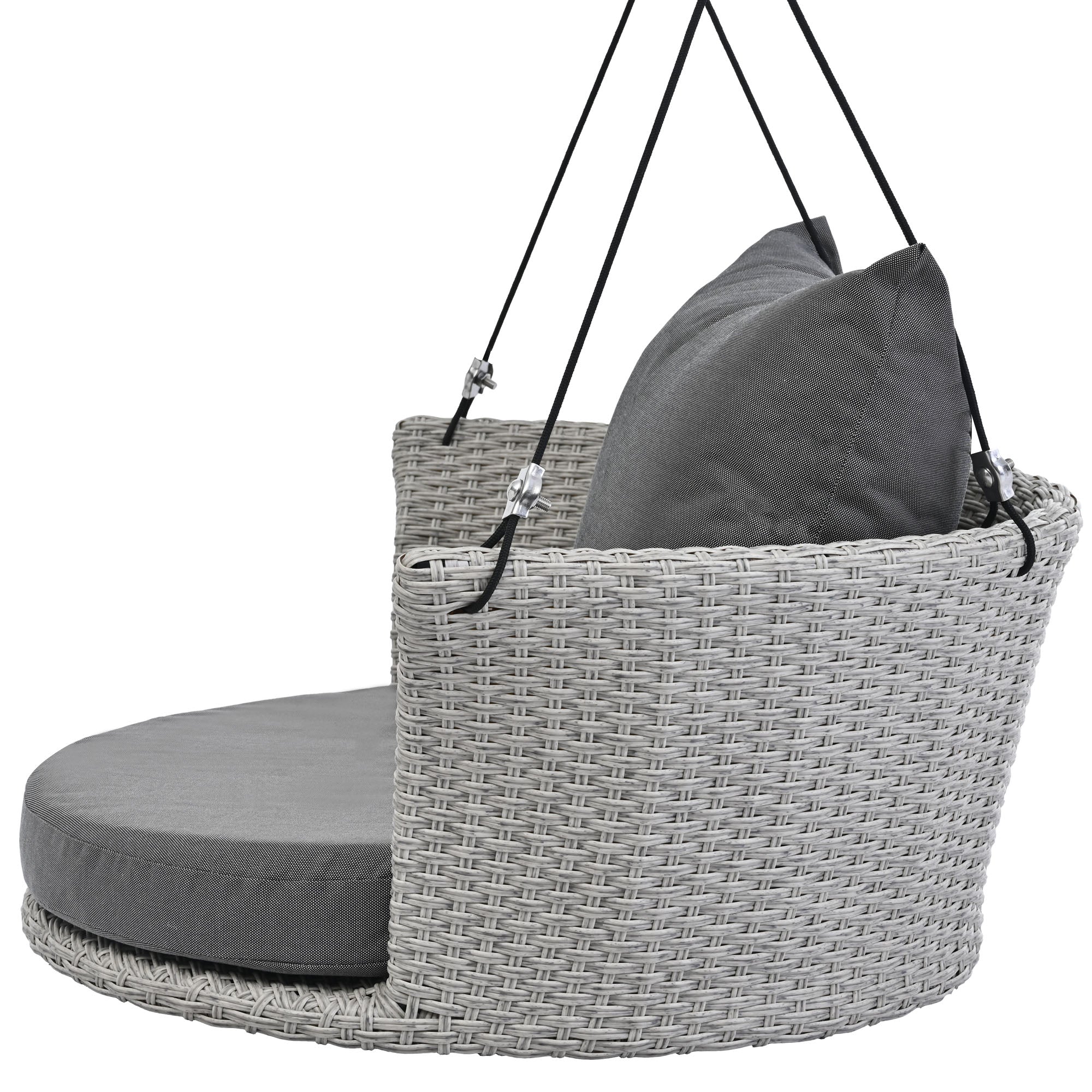 33.8" Single Person Rattan Woven Porch Swing with Ropes and Cushion BOGOOS03GR