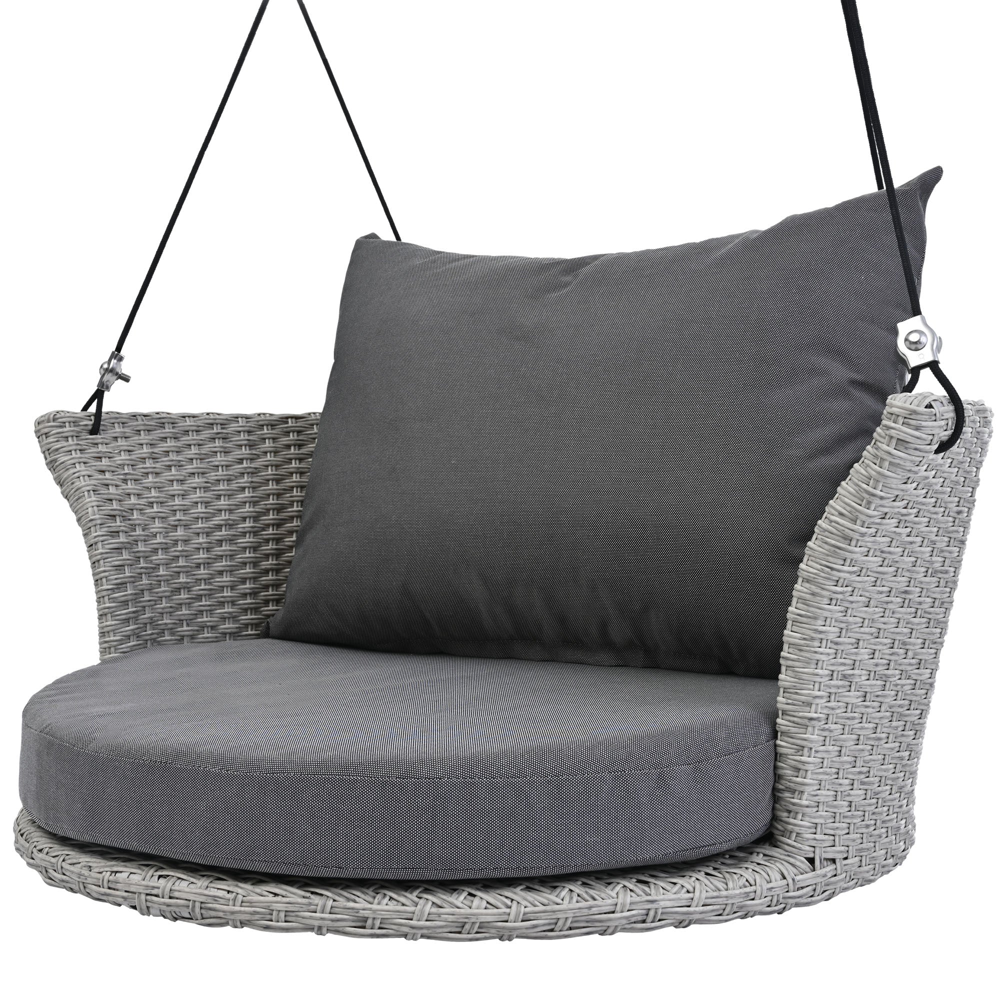 33.8" Single Person Rattan Woven Porch Swing with Ropes and Cushion BOGOOS03GR