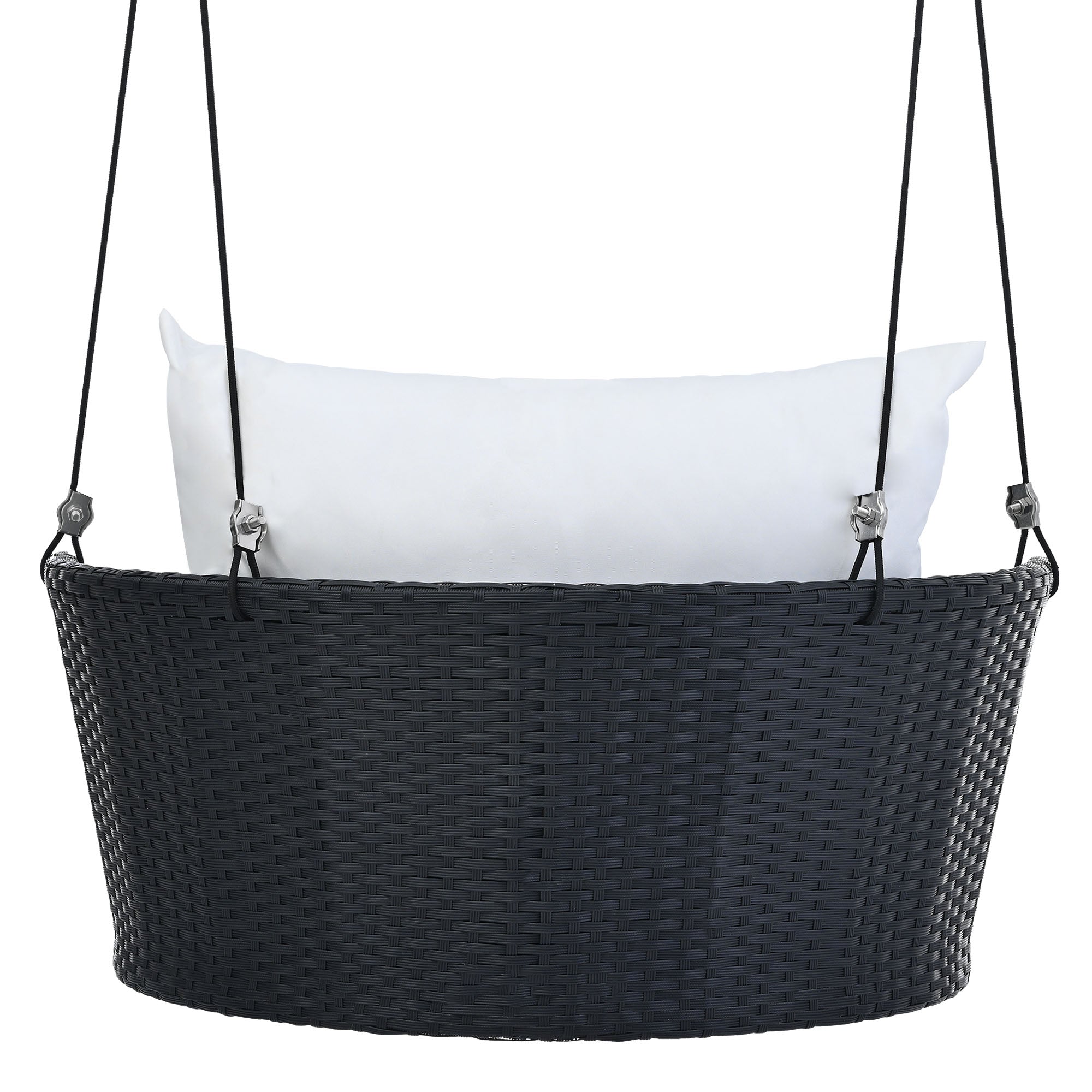 33.8" Single Person Rattan Woven Porch Swing with Ropes and Cushion BOGOOS03BW