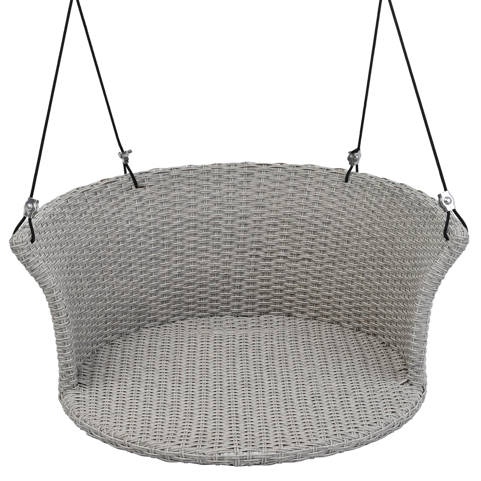 33.8" Single Person Rattan Woven Porch Swing with Ropes and Cushion BOGOOS03GR