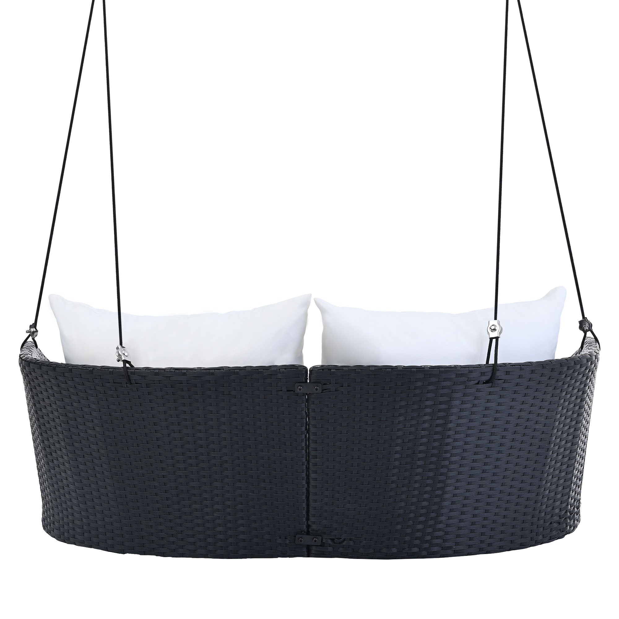 51.9" 2-Person Rattan Woven Swing Chair With Ropes and Cushion BOGOOS02B-W