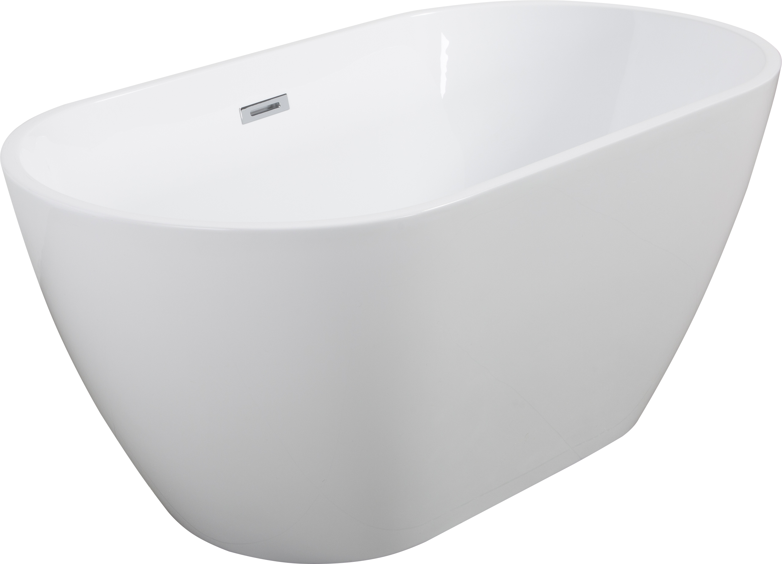 Staykiwi Acrylic Freestanding Soaking Bathtub in Glossy White with Chrome Drain