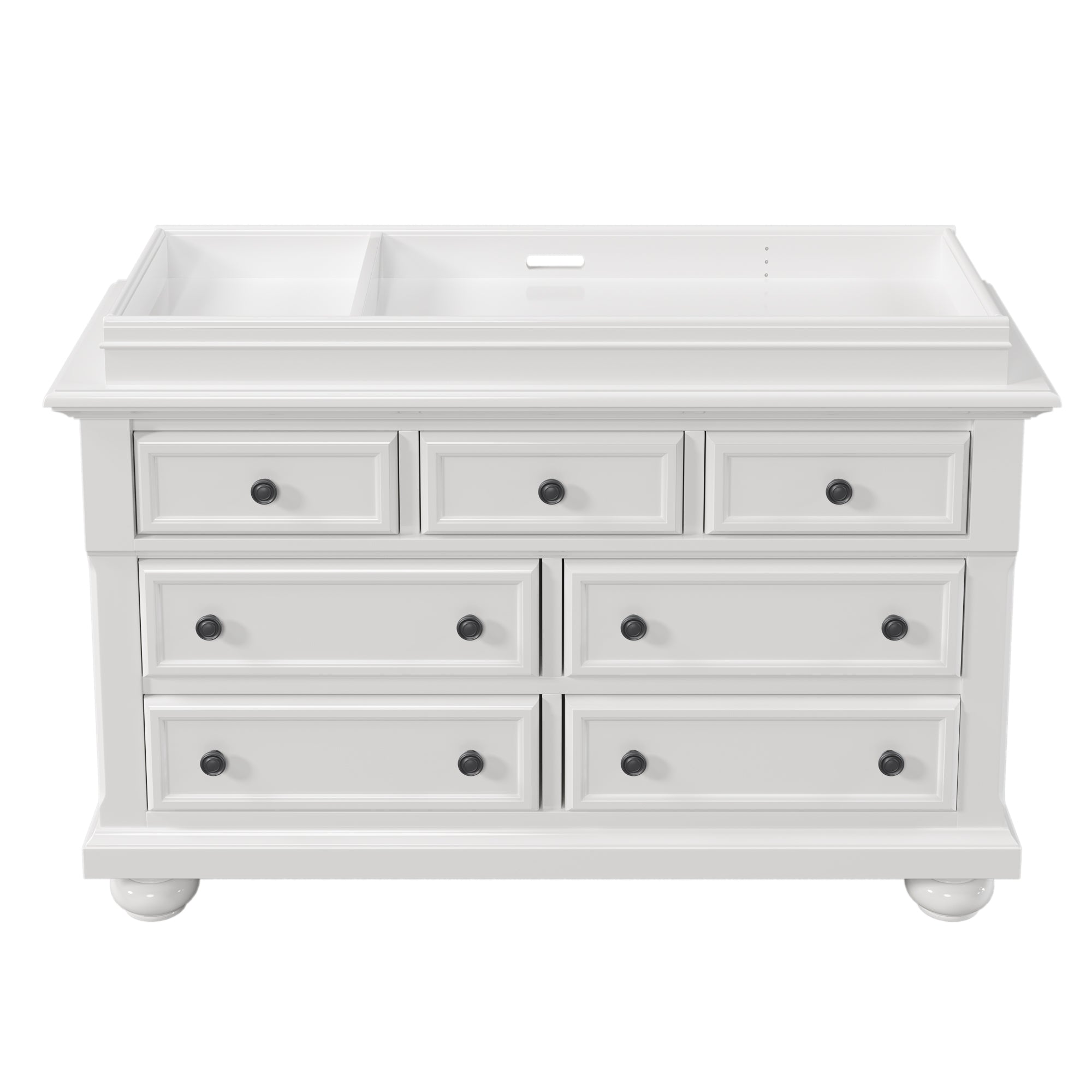 Solid Wood Seven-Drawer Dresser with Changing Topper for Nursery