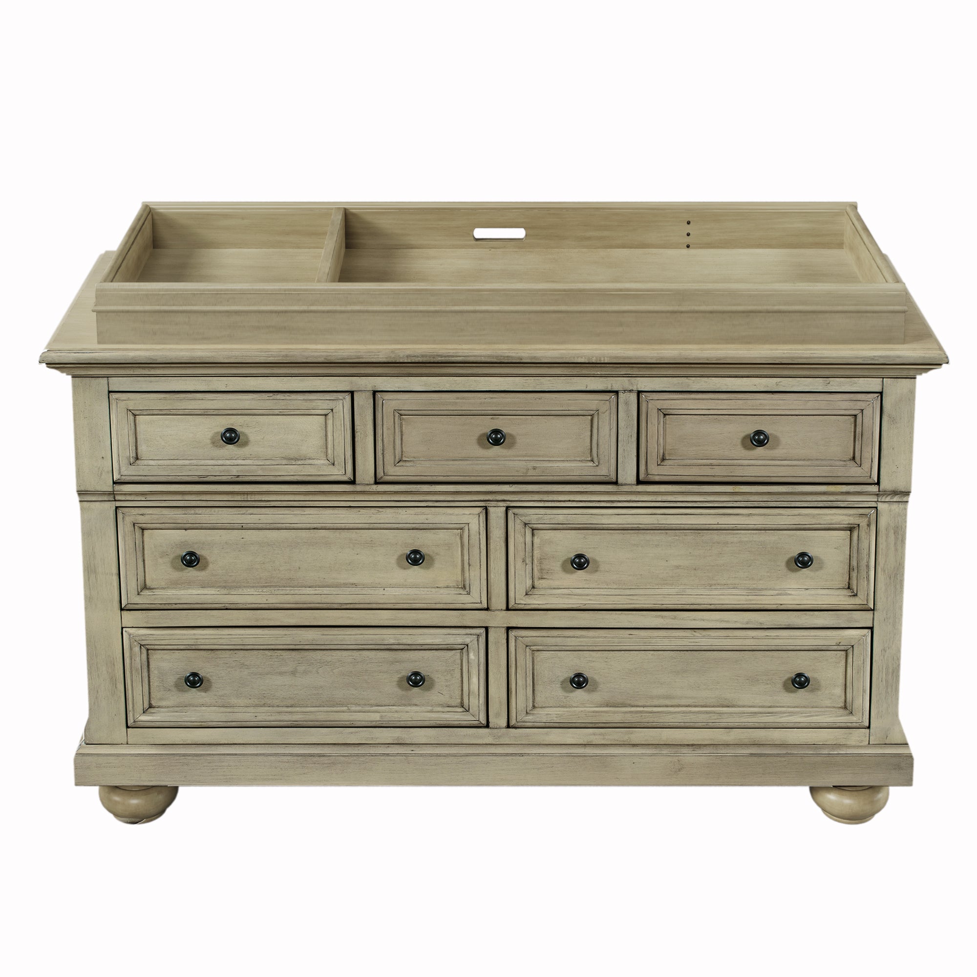Solid Wood Seven-Drawer Dresser with Changing Topper for Nursery