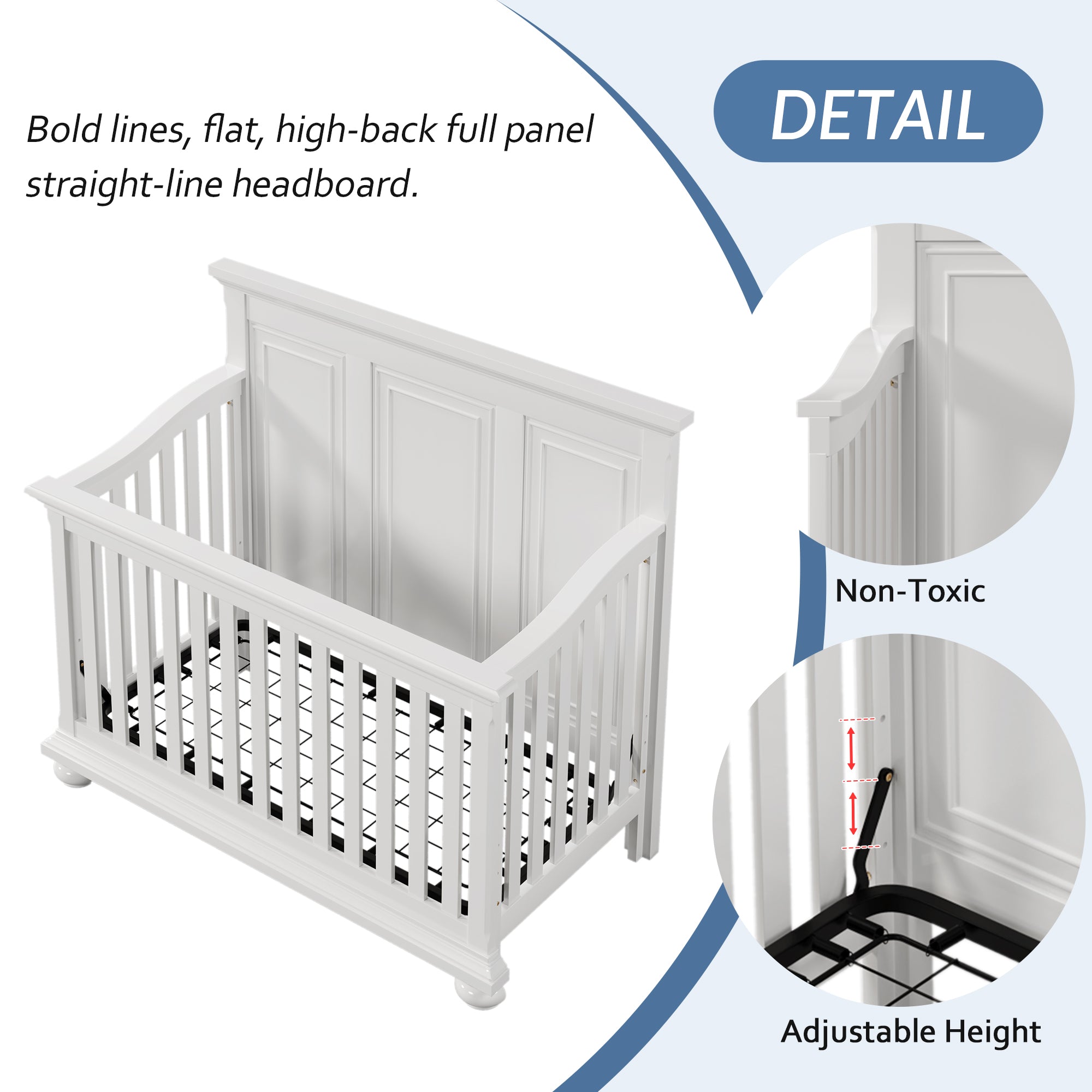 Traditional Farmhouse Style 4-in-1 Full Size Convertible Crib - Converts to Toddler Bed and Daybed and Full-Size Bed