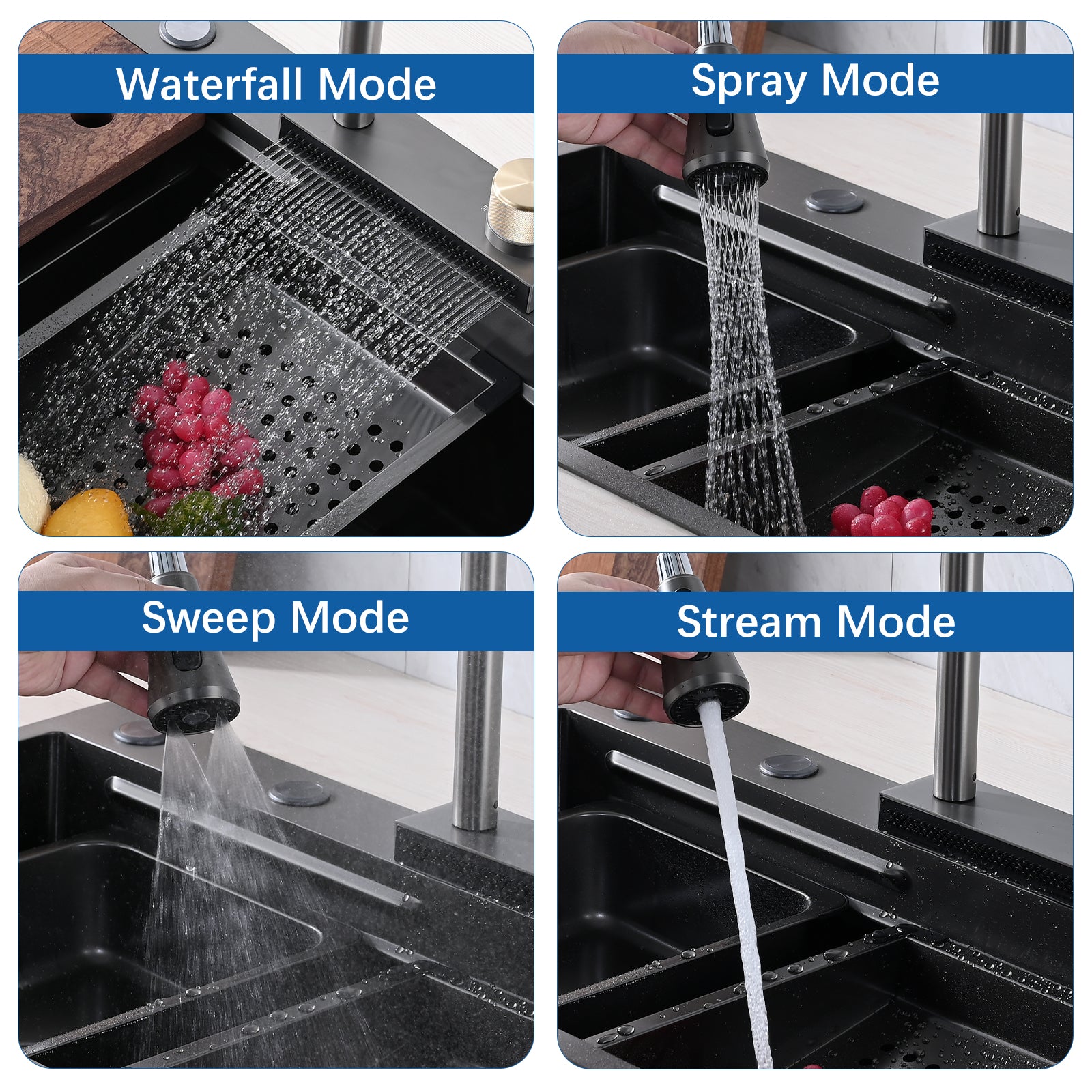 Stainless Steel Double Bowl Drop-in Kitchen Sink with Pull Down Faucet and Accessories(JMWAKS40-3018)