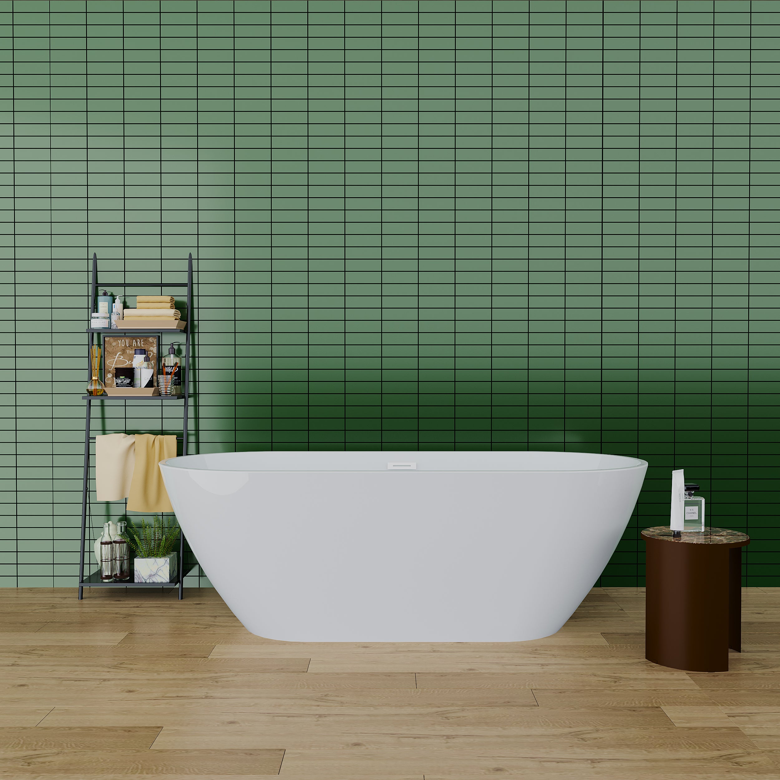 55"/59"/63"/67" Acrylic Freestanding Soaking Bathtub with Drain