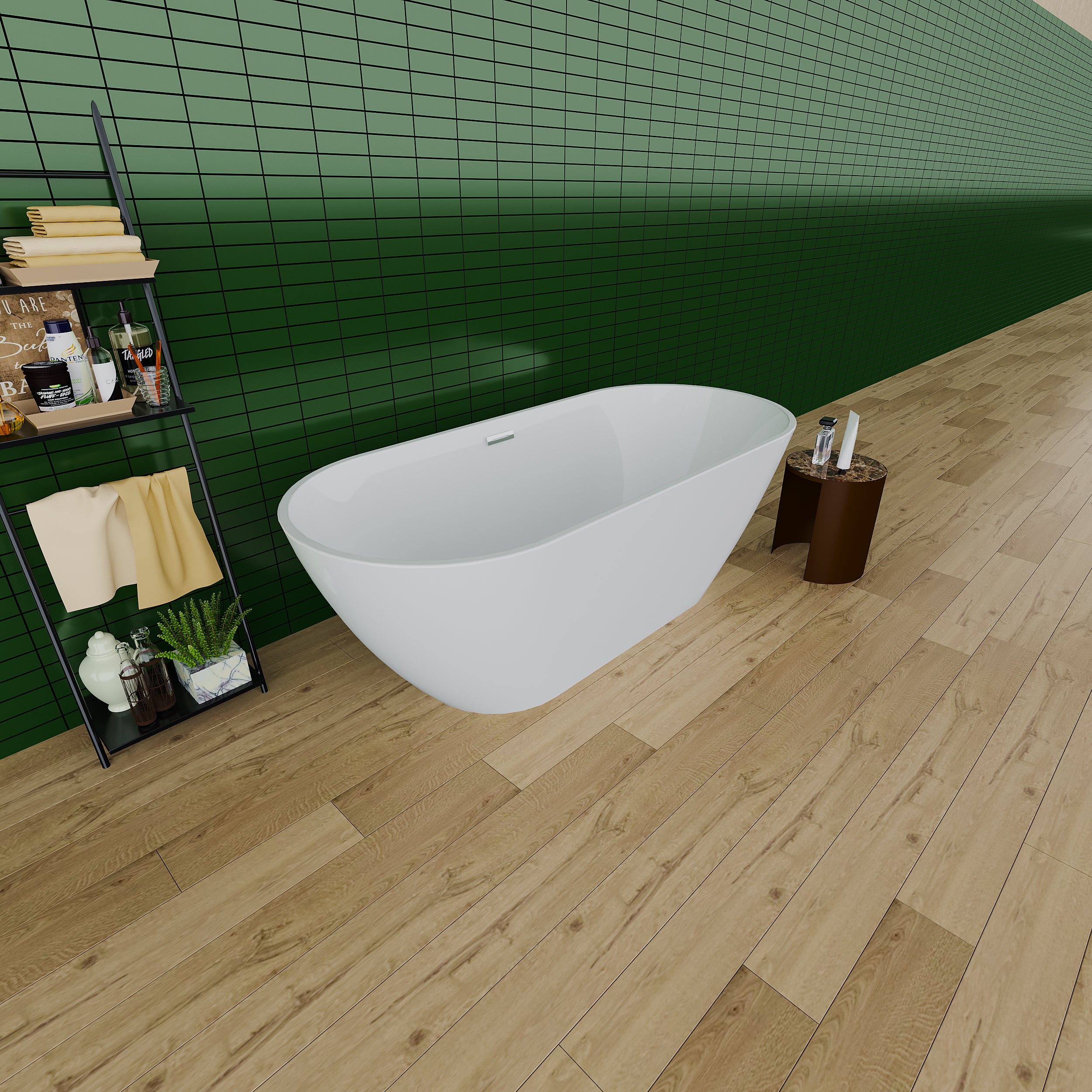 55"/59"/63"/67" Acrylic Freestanding Soaking Bathtub with Drain