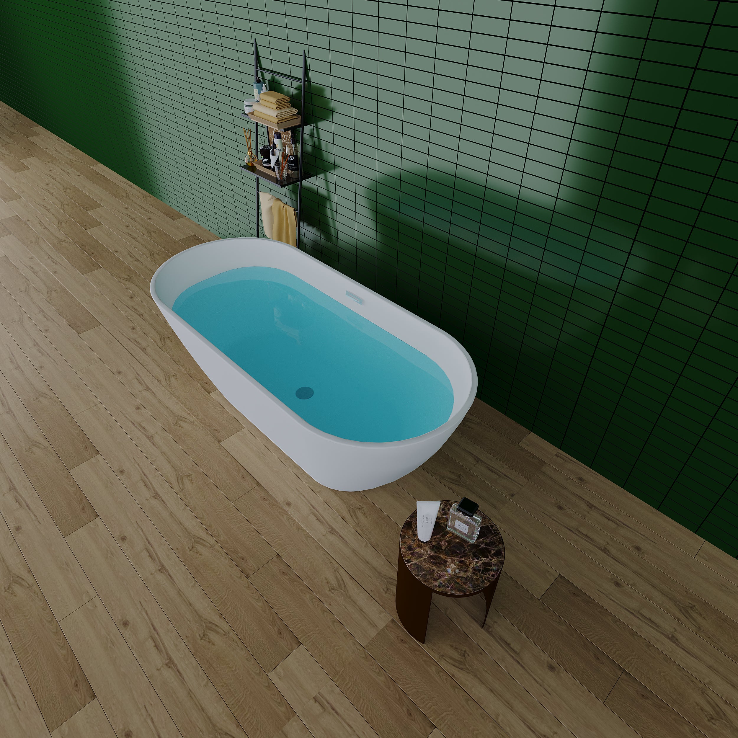 55"/59"/63"/67" Acrylic Freestanding Soaking Bathtub with Drain
