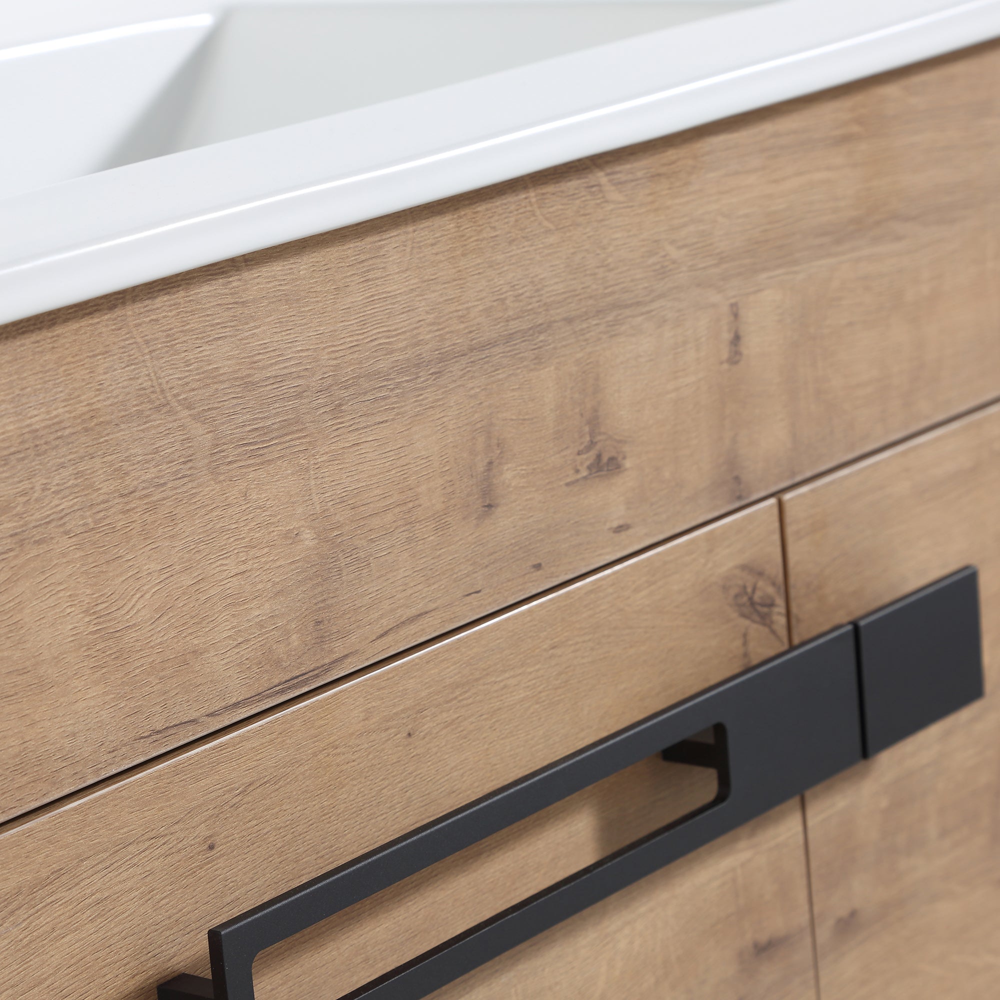 24 inch Plywood Freestanding/Wall Mounted Bathroom Vanity Set with Doors and Shelf and Integrated Ceramic Sink