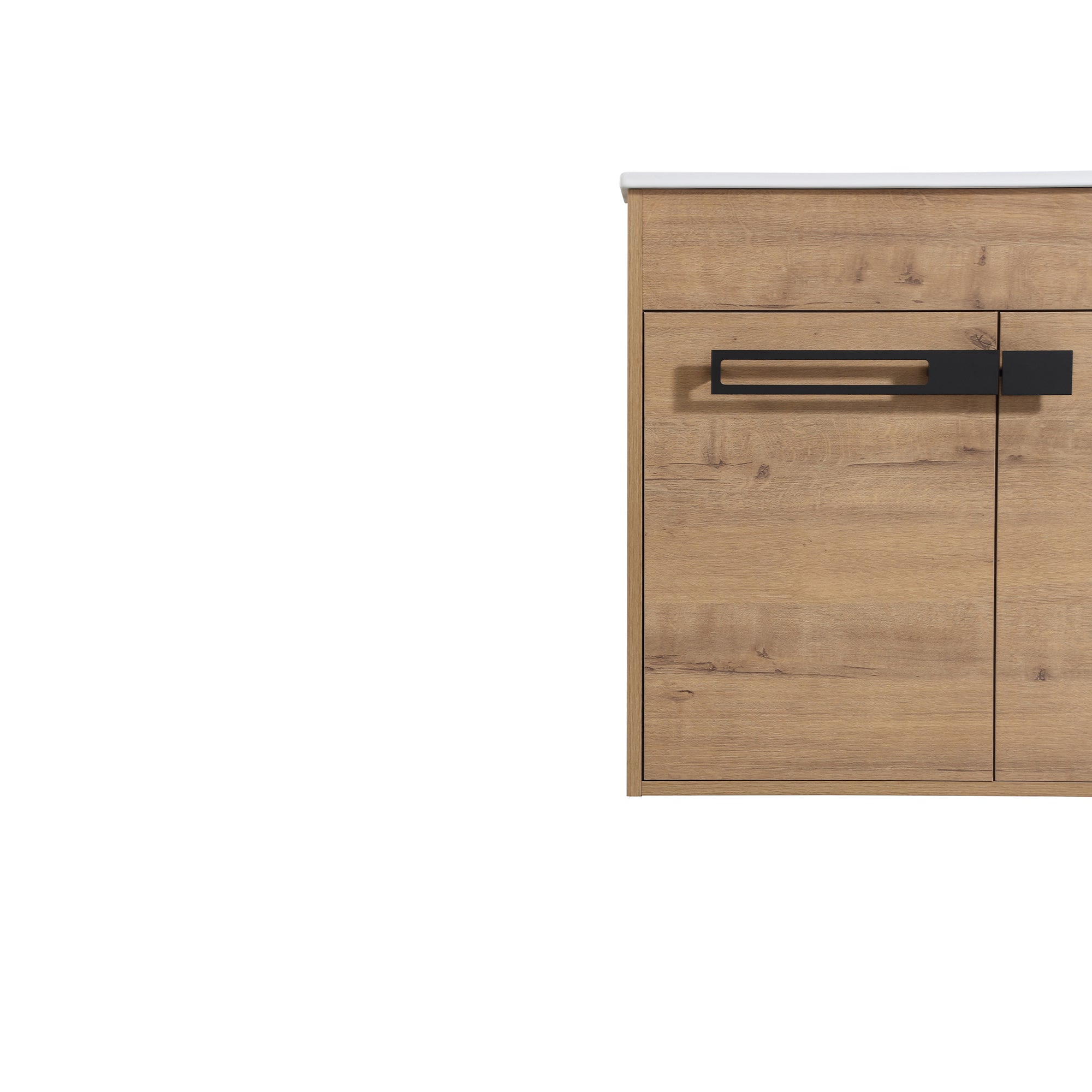 24 inch Plywood Freestanding/Wall Mounted Bathroom Vanity Set with Doors and Shelf and Integrated Ceramic Sink