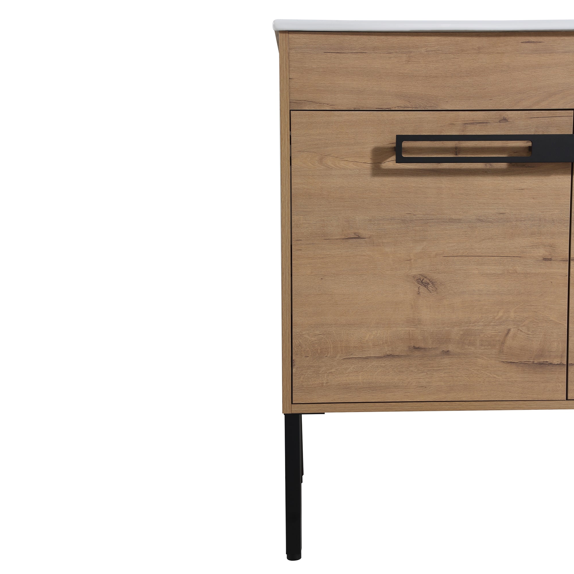 30 inch Plywood Freestanding/Wall Mounted Bathroom Vanity Set with Doors and Shelf and Integrated Ceramic Sink