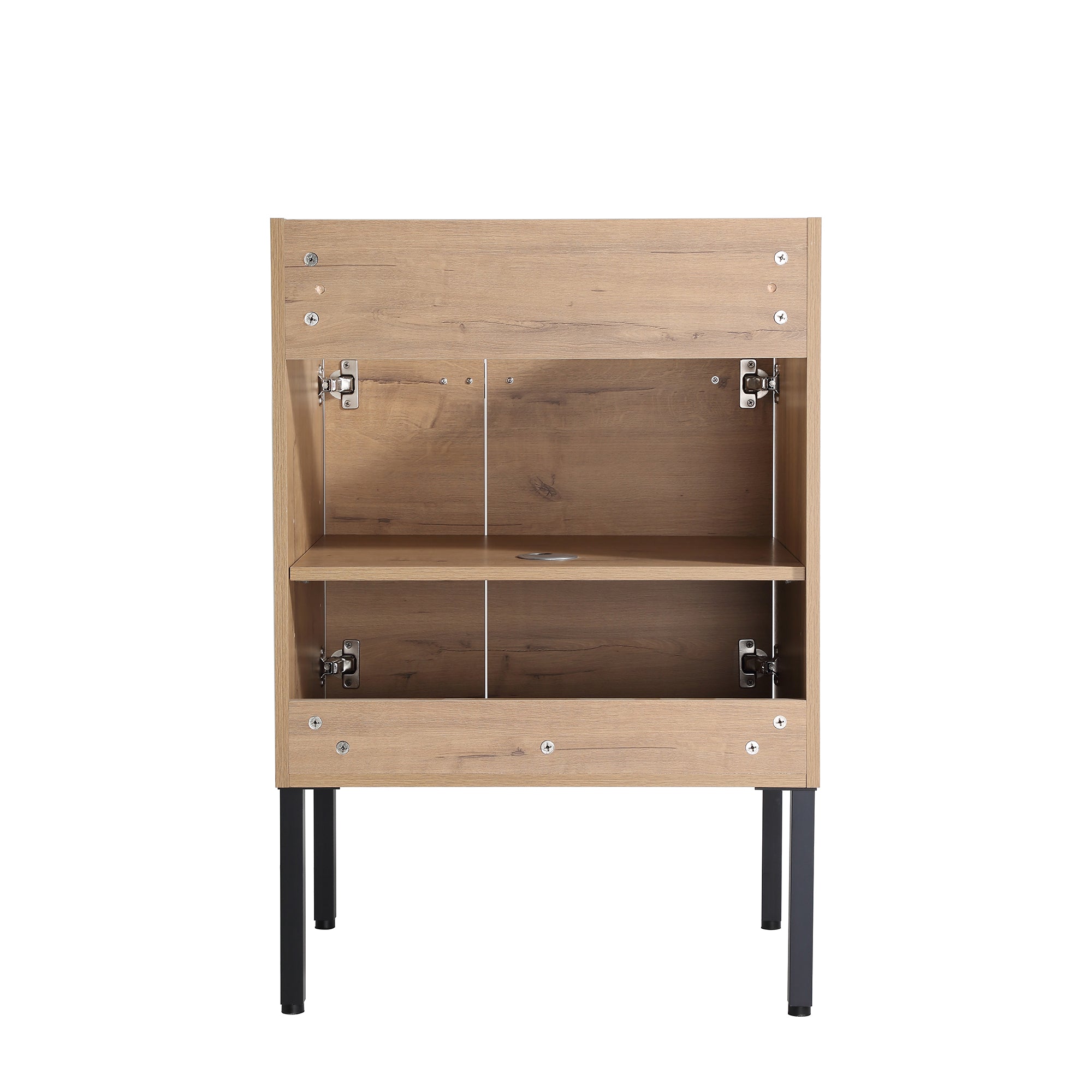 24 inch Plywood Freestanding/Wall Mounted Bathroom Vanity Set with Doors and Shelf and Integrated Ceramic Sink