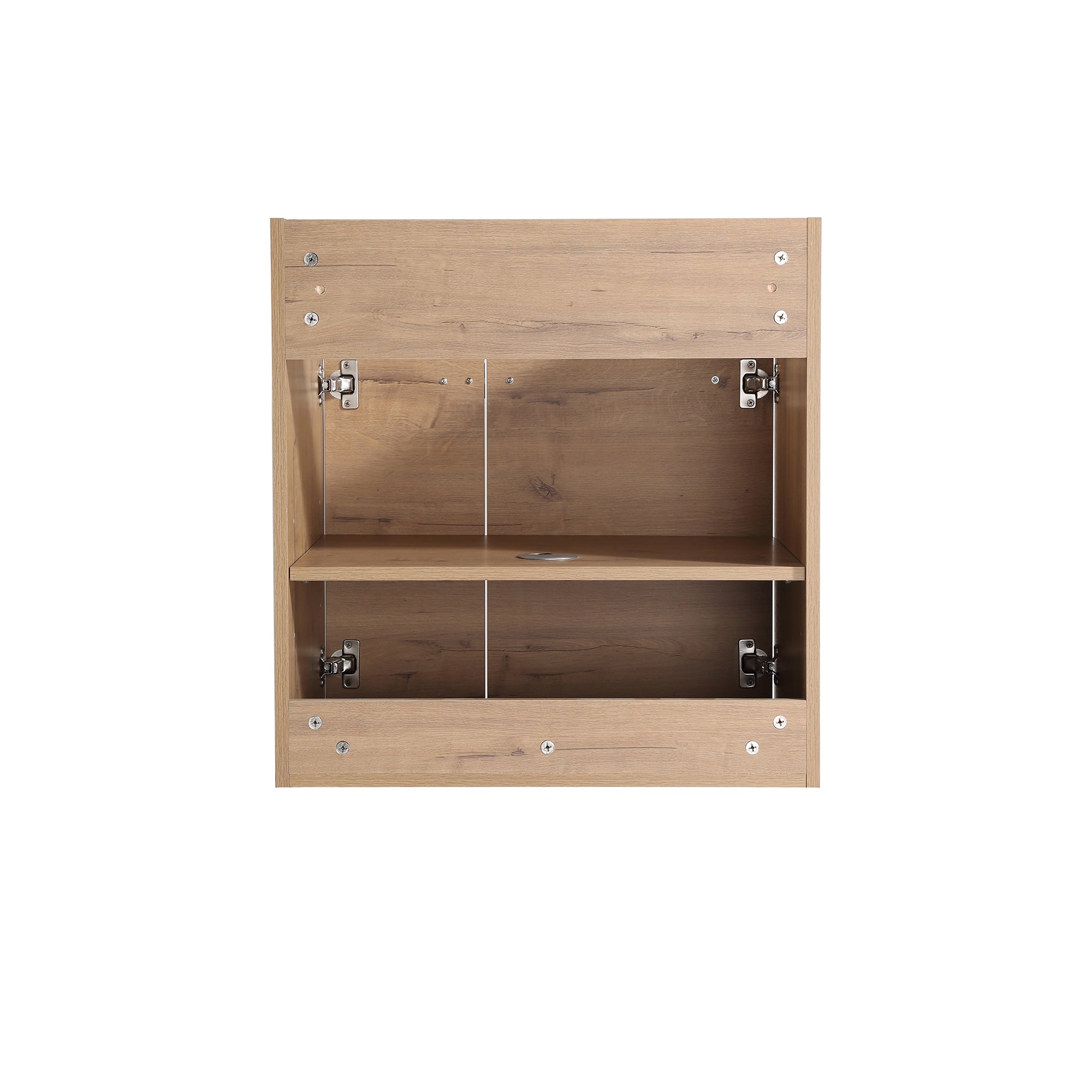 24 inch Plywood Freestanding/Wall Mounted Bathroom Vanity Set with Doors and Shelf and Integrated Ceramic Sink