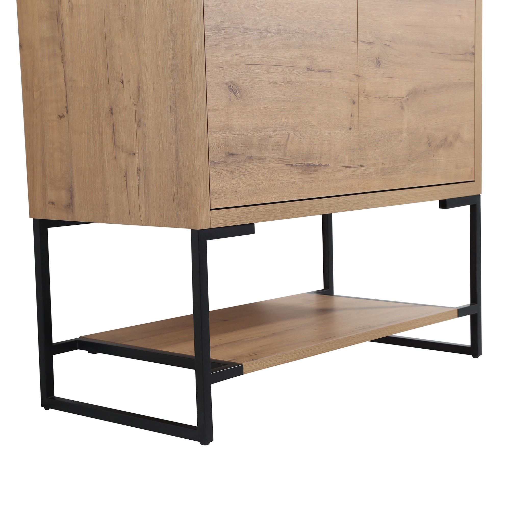 36 inch Plywood Freestanding Bathroom Vanity Set with Doors and Open shelf and Integrated Ceramic Sink