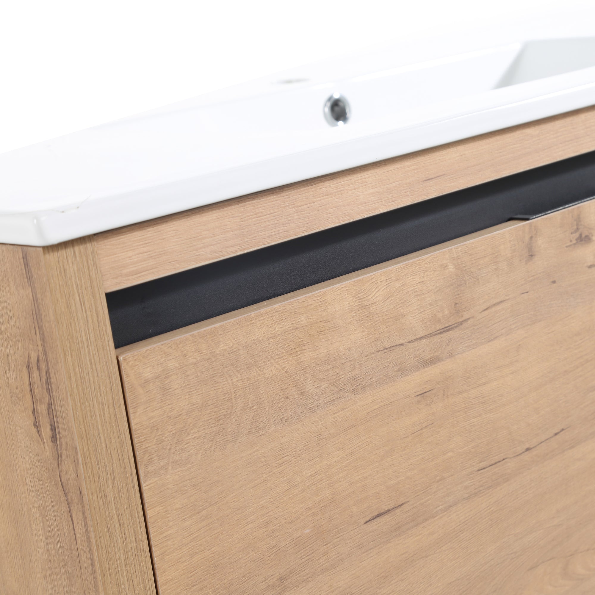 36 inch Plywood Freestanding Bathroom Vanity Set with Doors and Open shelf and Integrated Ceramic Sink
