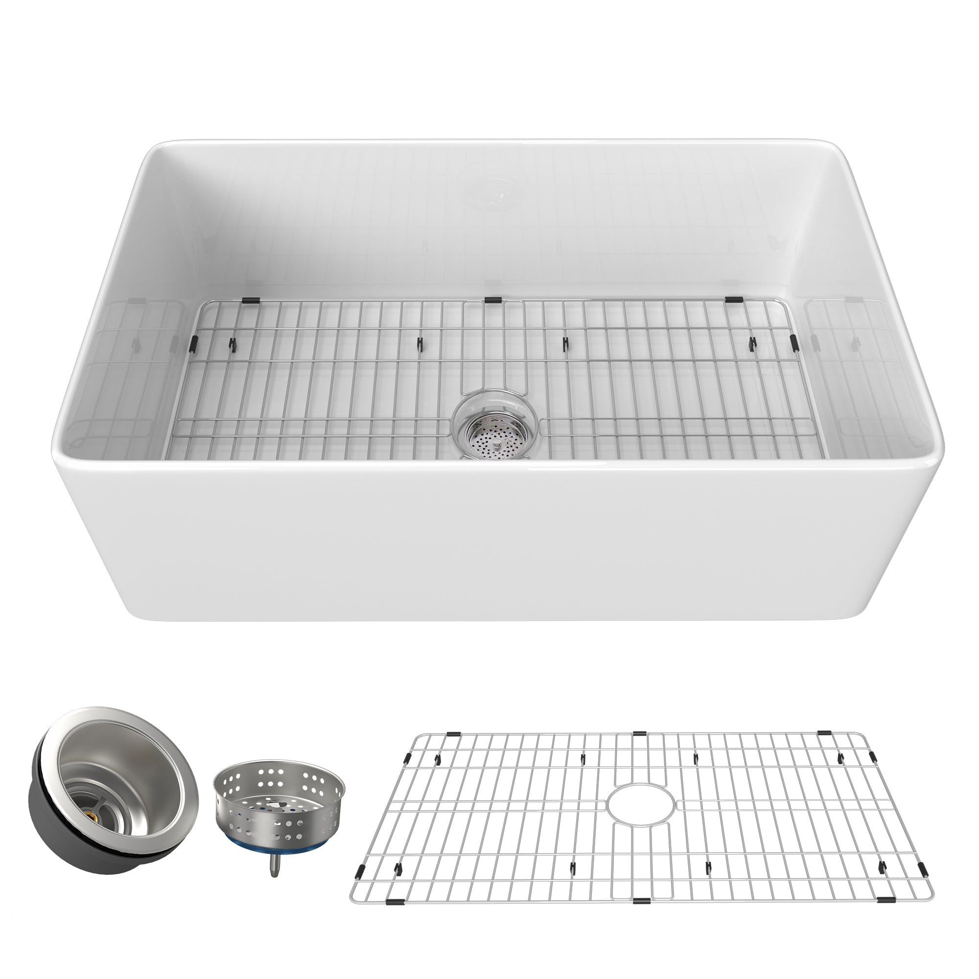 White Fireclay 36 in. Single Bowl Farmhouse Apron Kitchen Sink with Bottom Grid