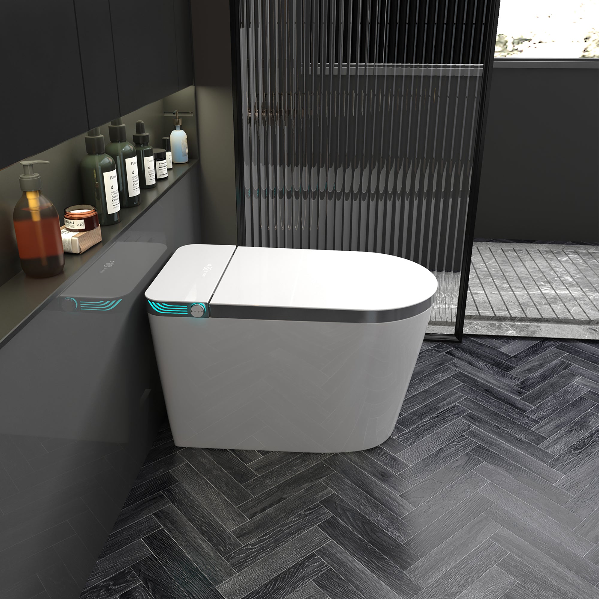 Smart Toilet with Auto Flush and Heated Seat and Remote Control Ceramic Elongated Toilet