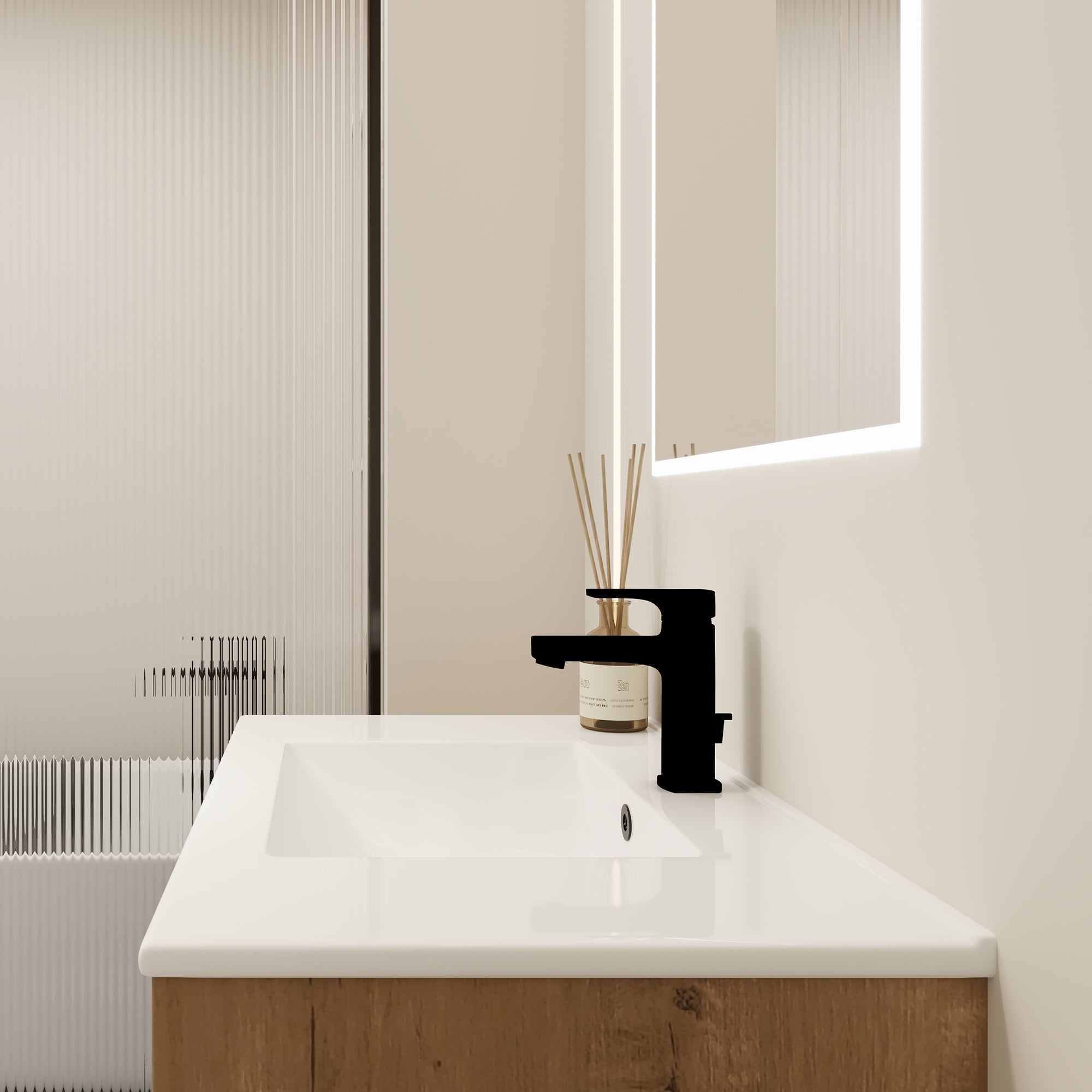 30 inch Plywood Freestanding/Wall Mounted Bathroom Vanity Set with Doors and Shelf and Integrated Ceramic Sink