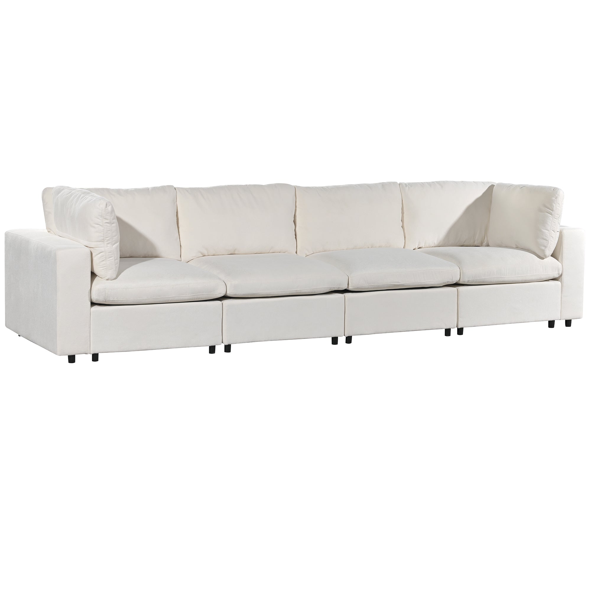 105.9" Polyester Pillow top Arm Sectional sofa with USB Charge Ports,Wireless Charging and Built-in Bluetooth Speaker in Arm