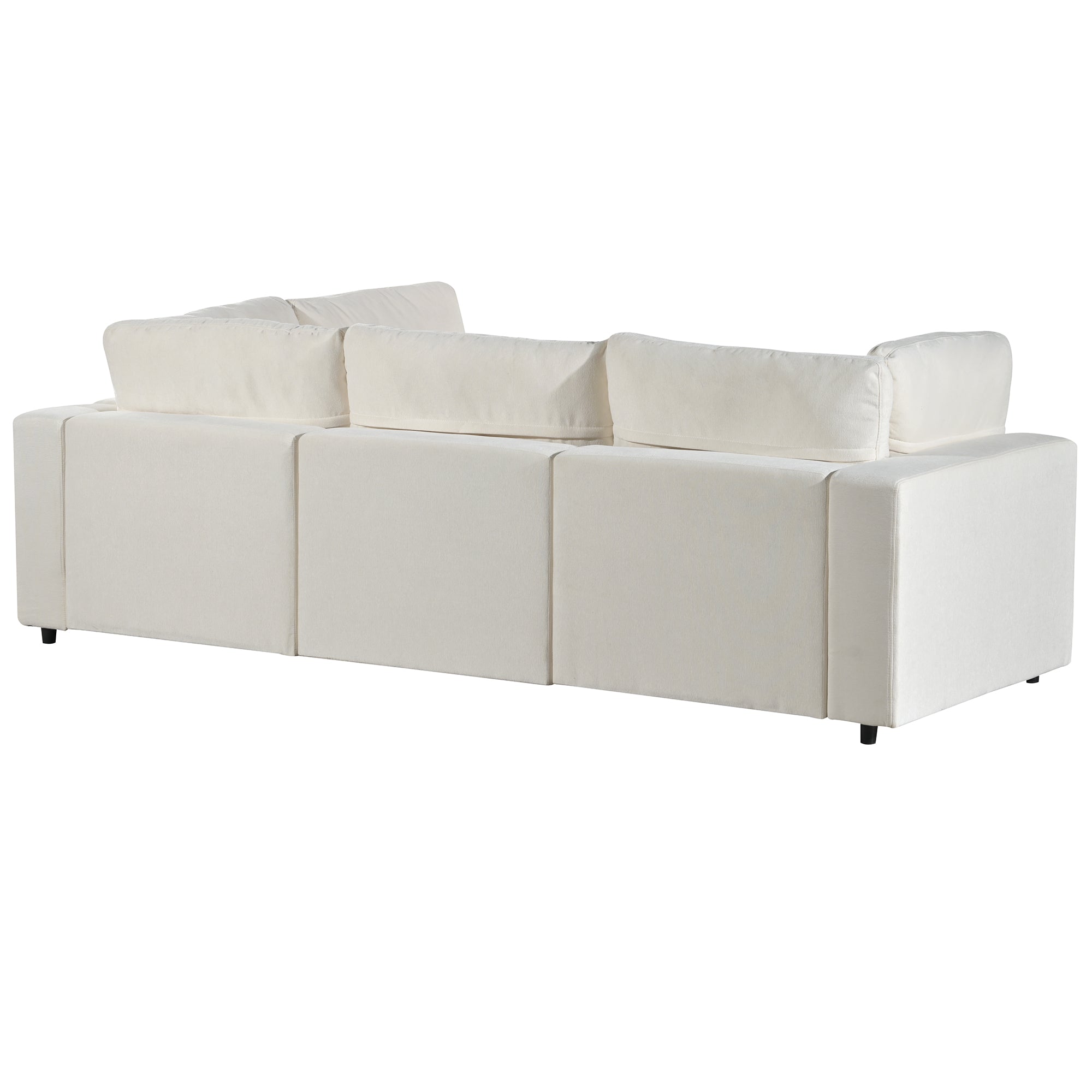 105.9" Polyester Pillow top Arm Sectional sofa with USB Charge Ports,Wireless Charging and Built-in Bluetooth Speaker in Arm