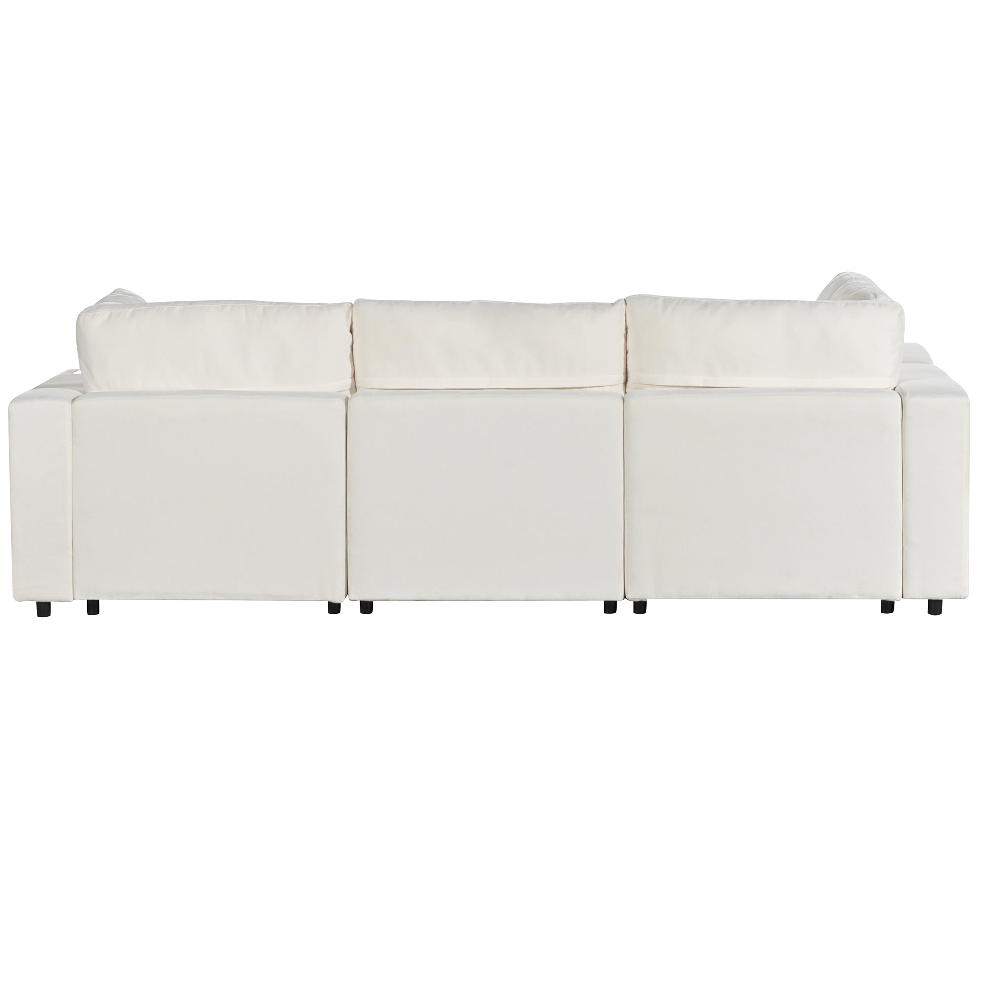 105.9" Polyester Pillow top Arm Sectional sofa with USB Charge Ports,Wireless Charging and Built-in Bluetooth Speaker in Arm