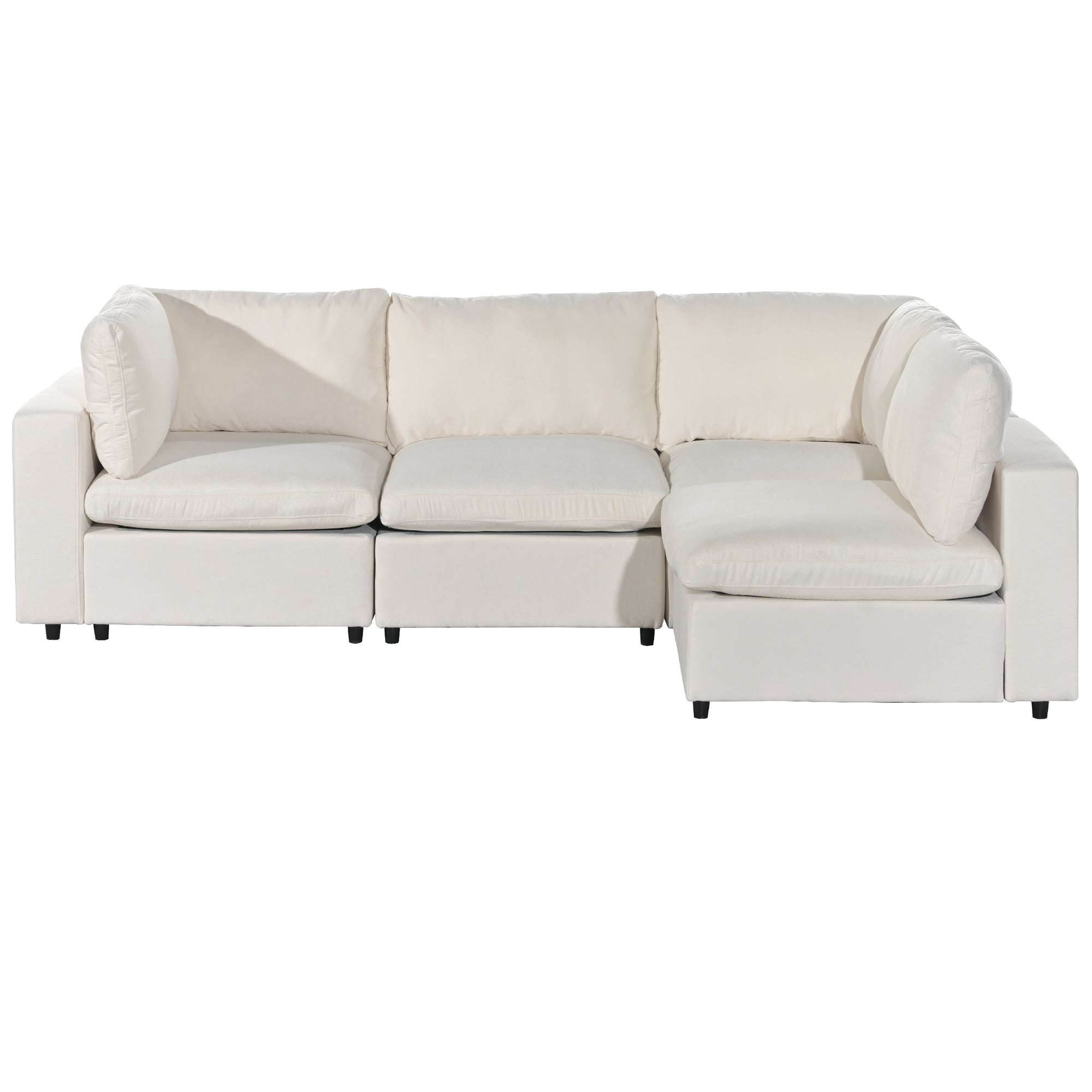 105.9" Polyester Pillow top Arm Sectional sofa with USB Charge Ports,Wireless Charging and Built-in Bluetooth Speaker in Arm