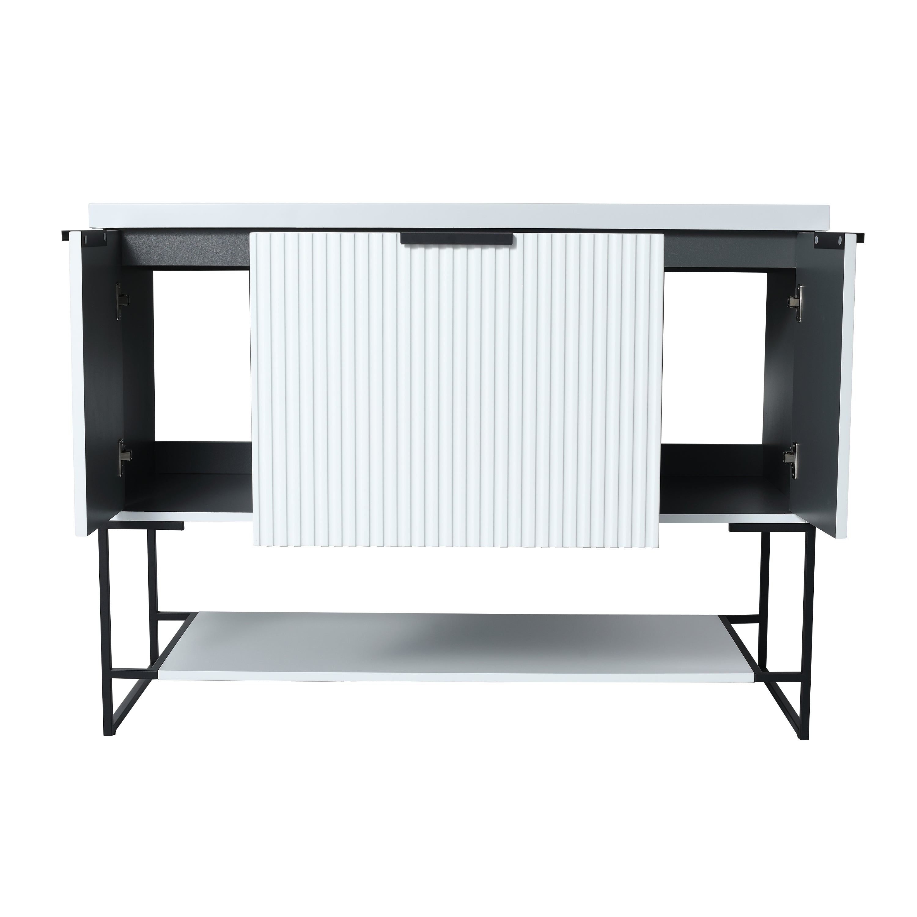 48 inch Plywood Freestanding Bathroom Vanity  with Integrated Resin Sink with Drain