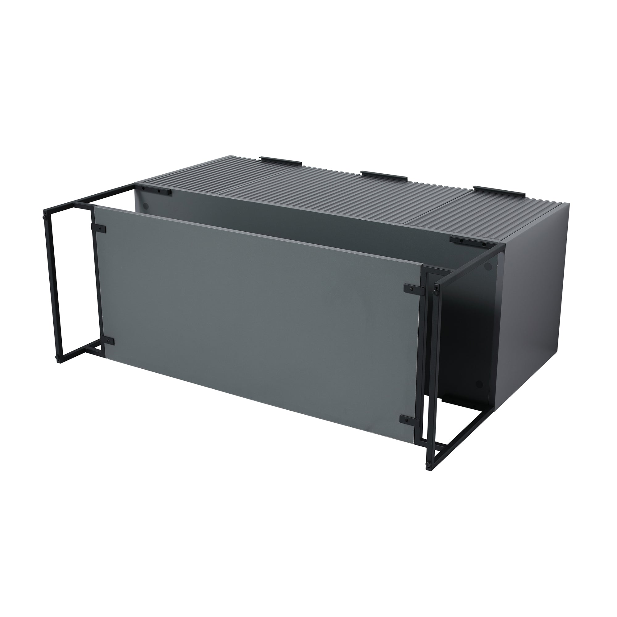 48 inch Rock Grey Plywood Freestanding Bathroom Vanity Set with Doors and Drawer and Open shelf and Integrated Resin Sink