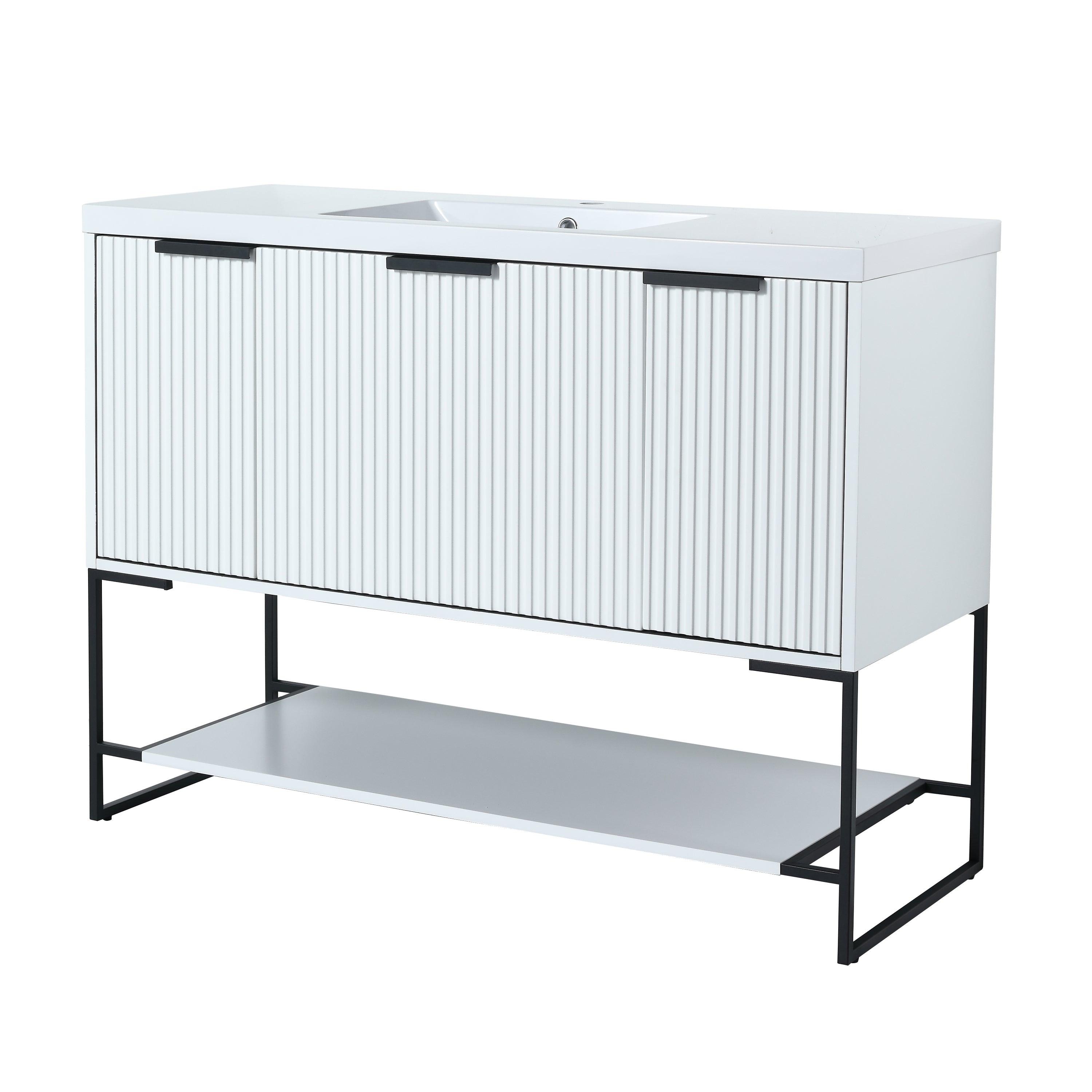 48 inch Plywood Freestanding Bathroom Vanity  with Integrated Resin Sink with Drain
