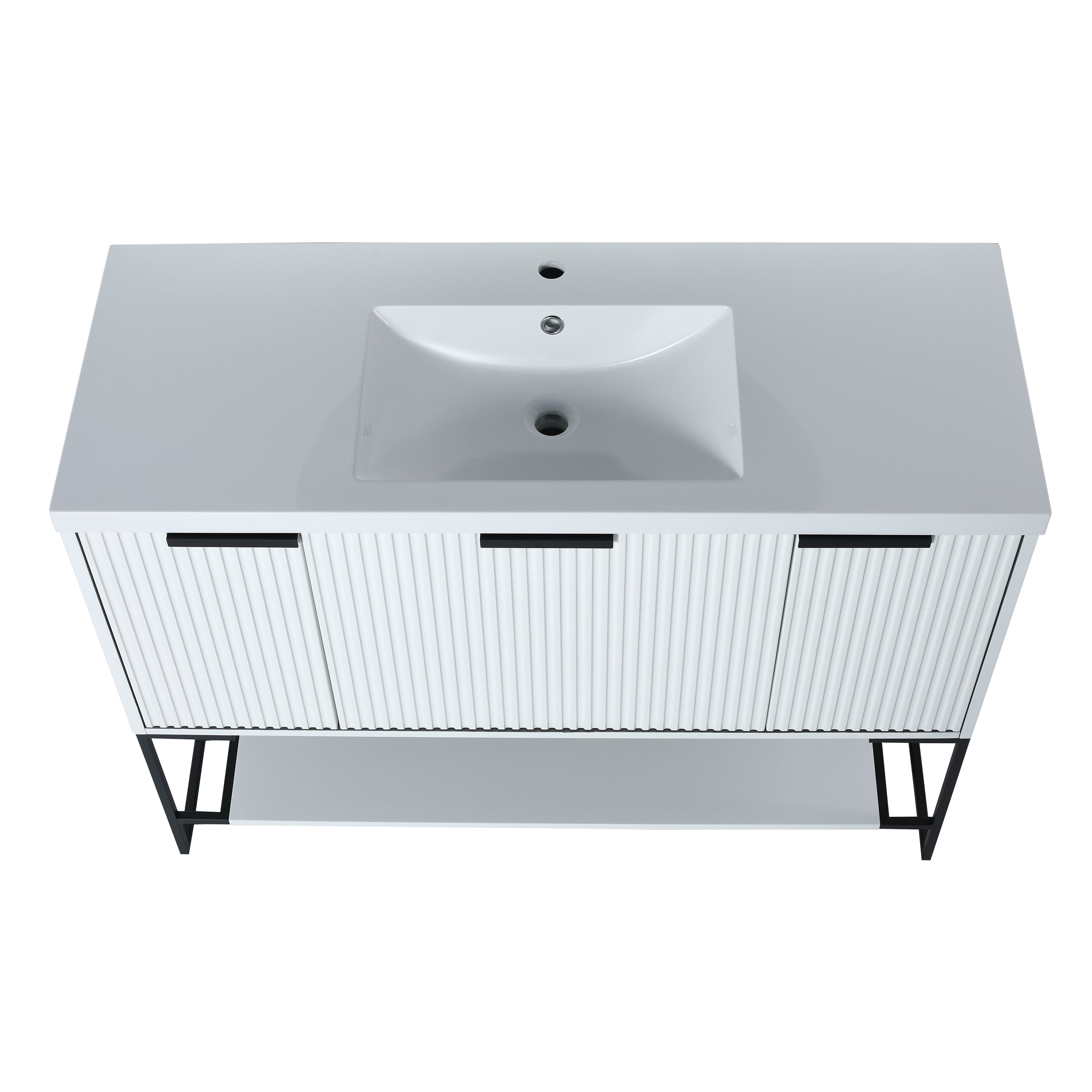 48 inch Plywood Freestanding Bathroom Vanity  with Integrated Resin Sink with Drain