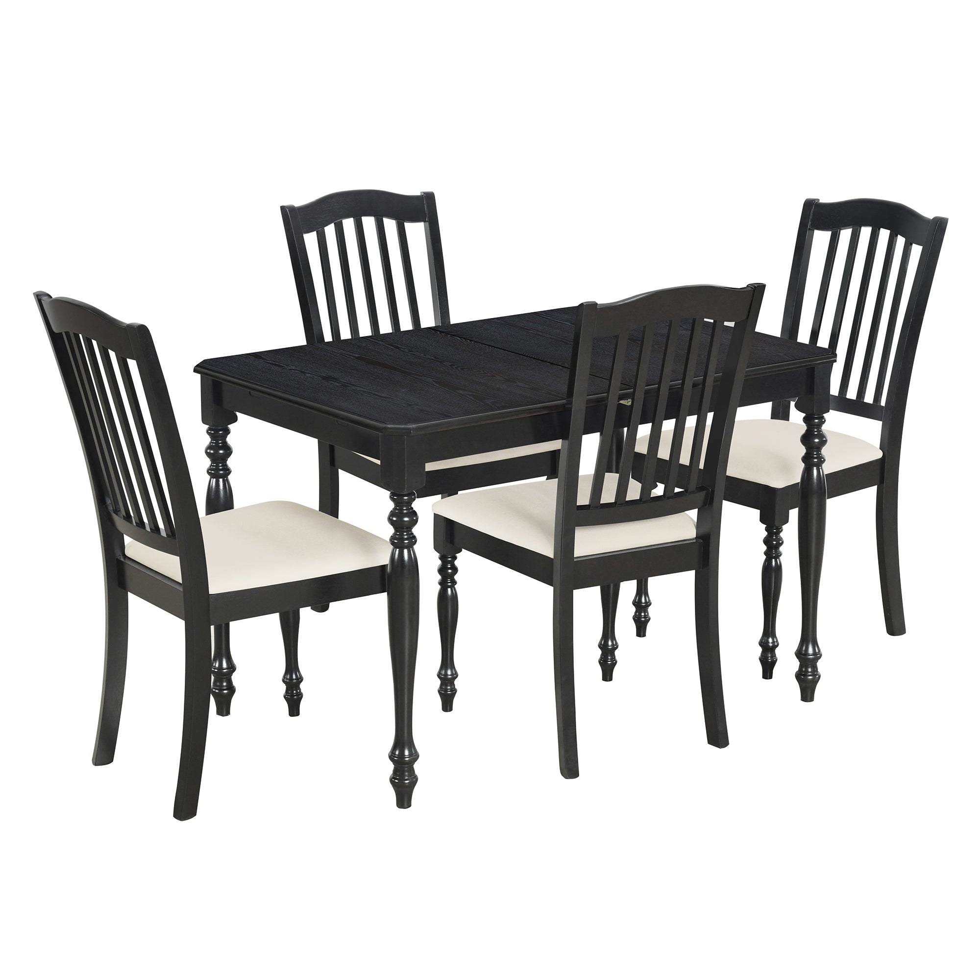 5-Piece Solid Wood Dining Table Set with Table and Four Chairs